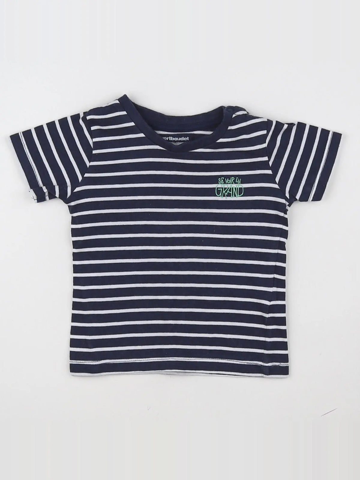 Vertbaudet - tee-shirt bleu, blanc - 6 mois