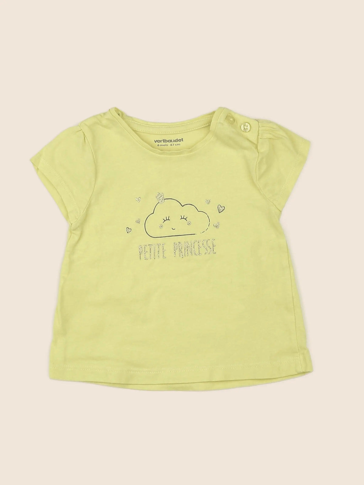 Vertbaudet - tee-shirt jaune - 6 mois
