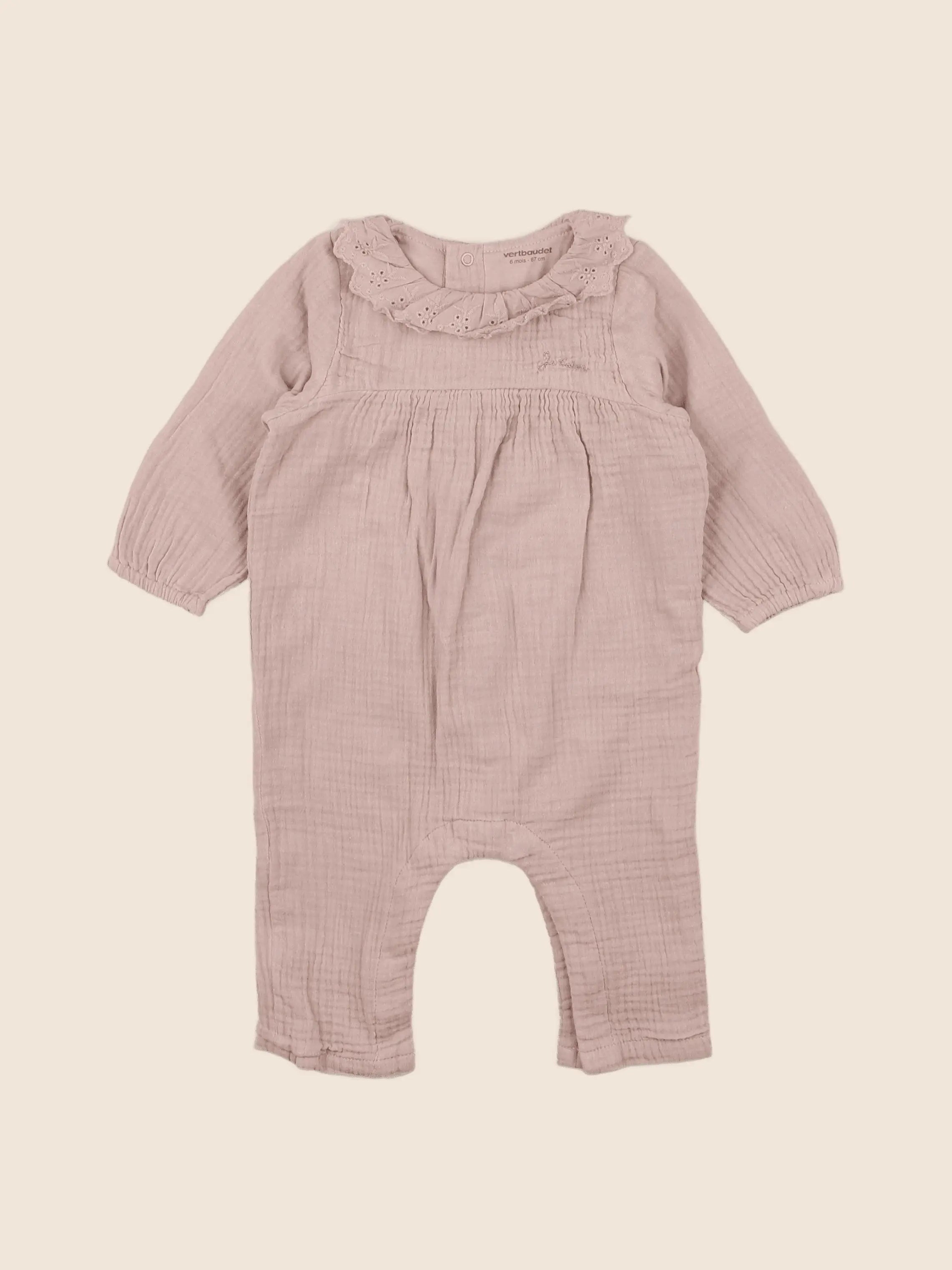 Vertbaudet - combinaison rose - 6 mois