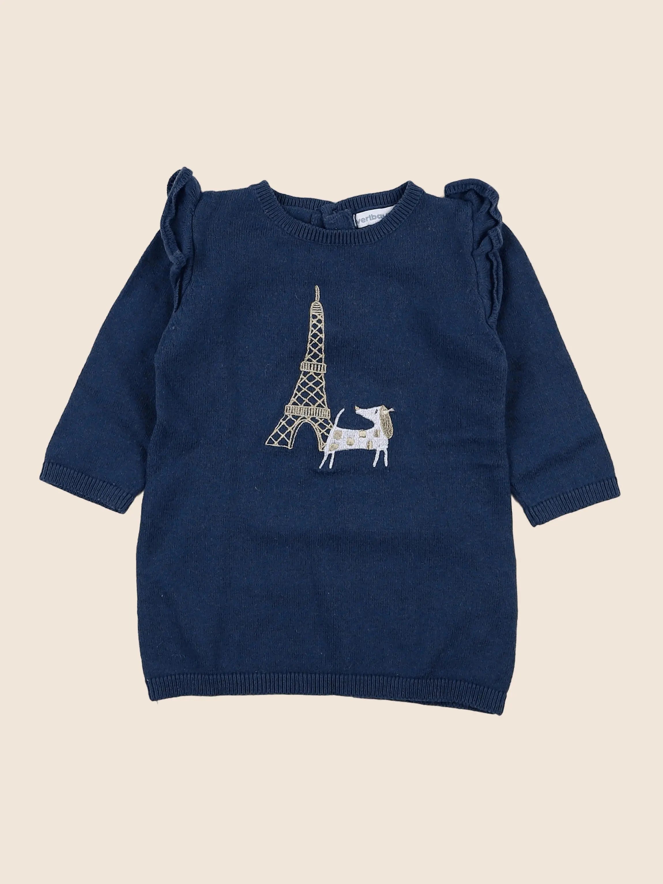 Vertbaudet - robe gris - 9 mois