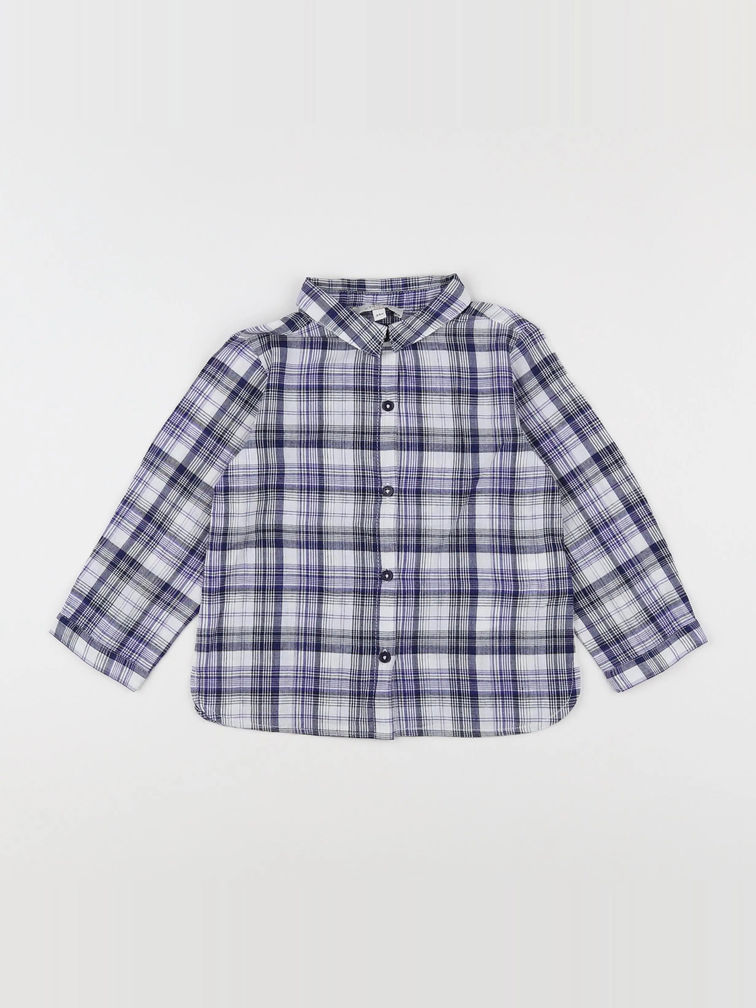 Cyrillus - chemise bleu, blanc - 2 ans
