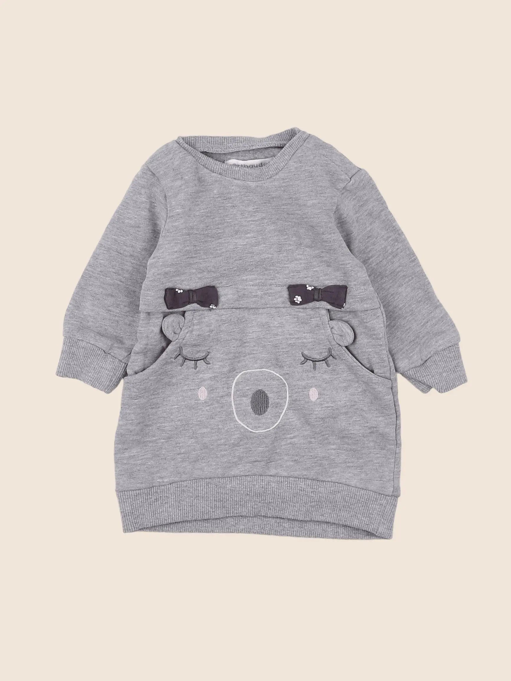 Vertbaudet - robe coton gris - 3 mois