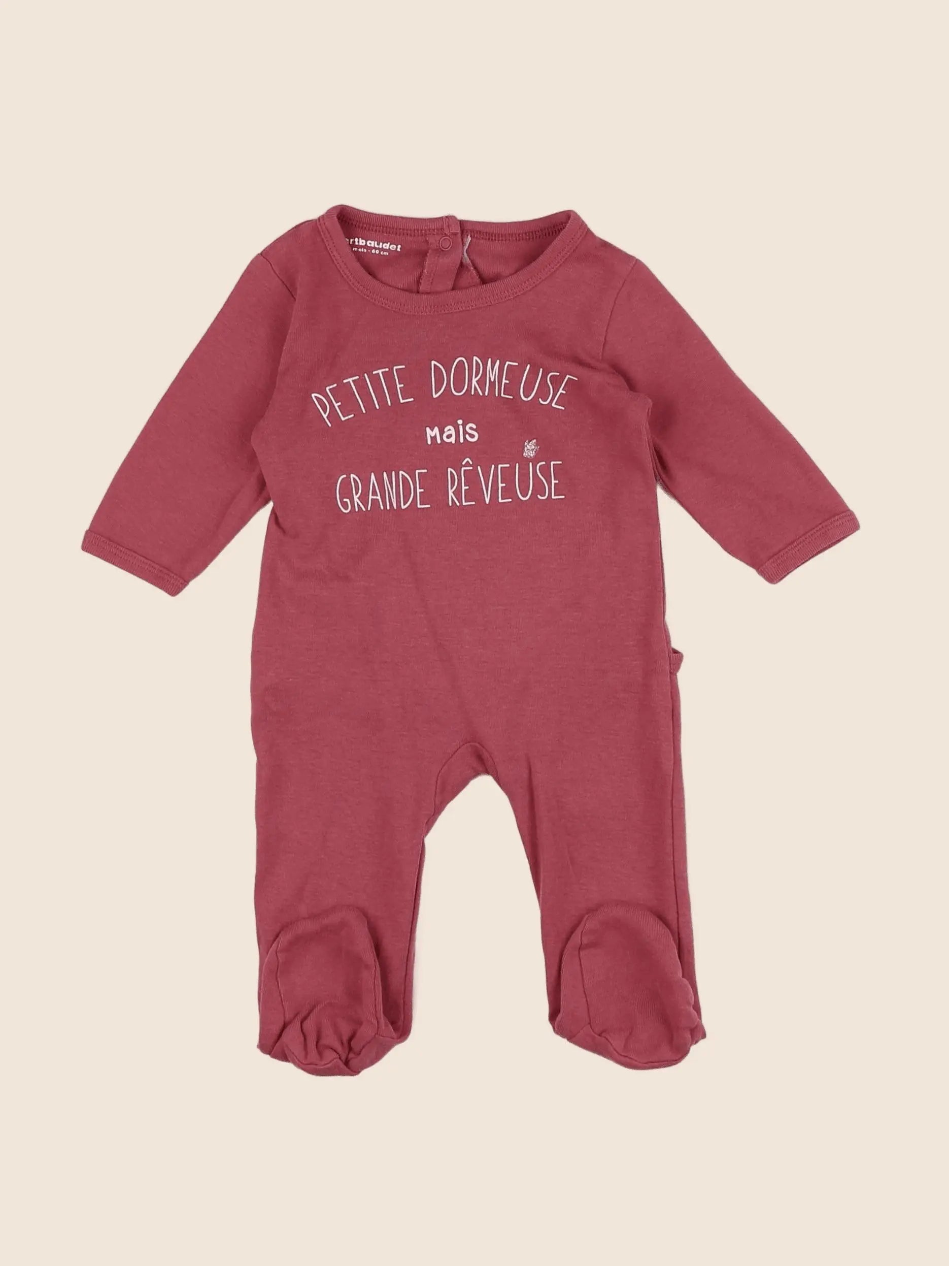 Vertbaudet - pyjama coton rose - 3 mois