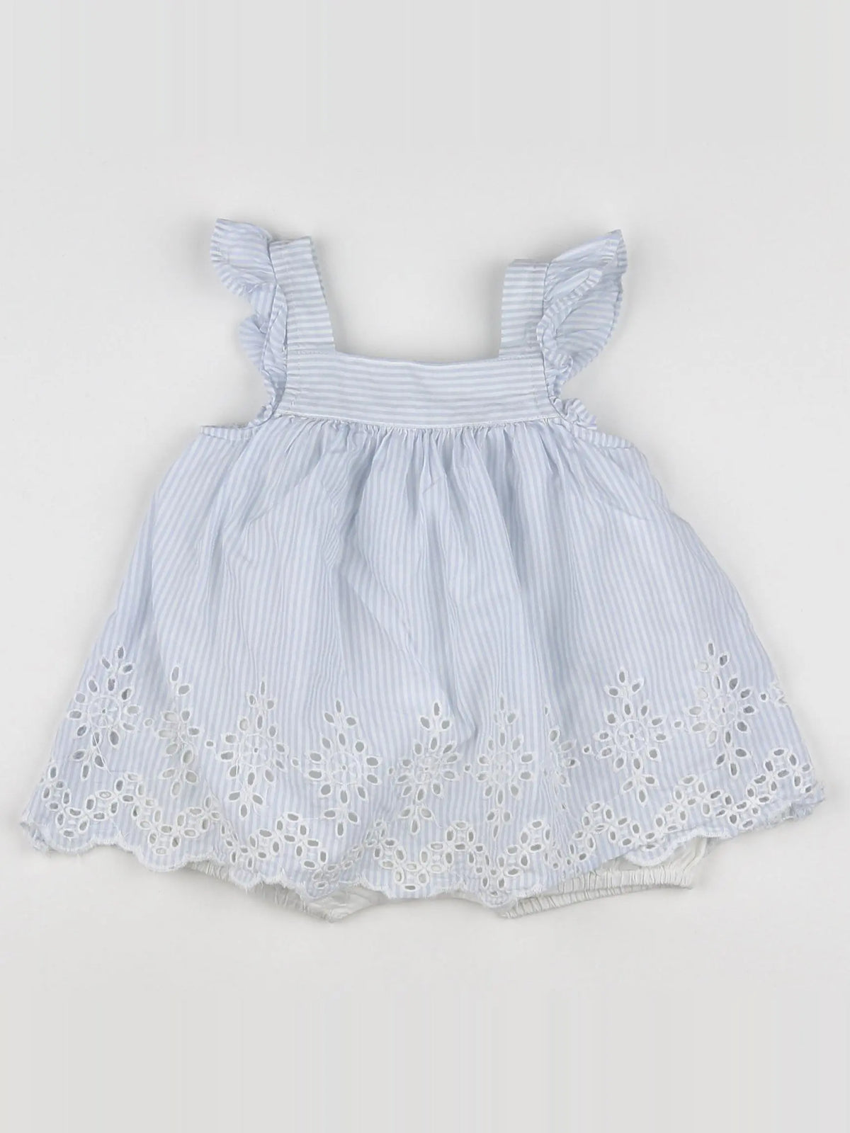 Vertbaudet - robe blanc, bleu - 3 mois