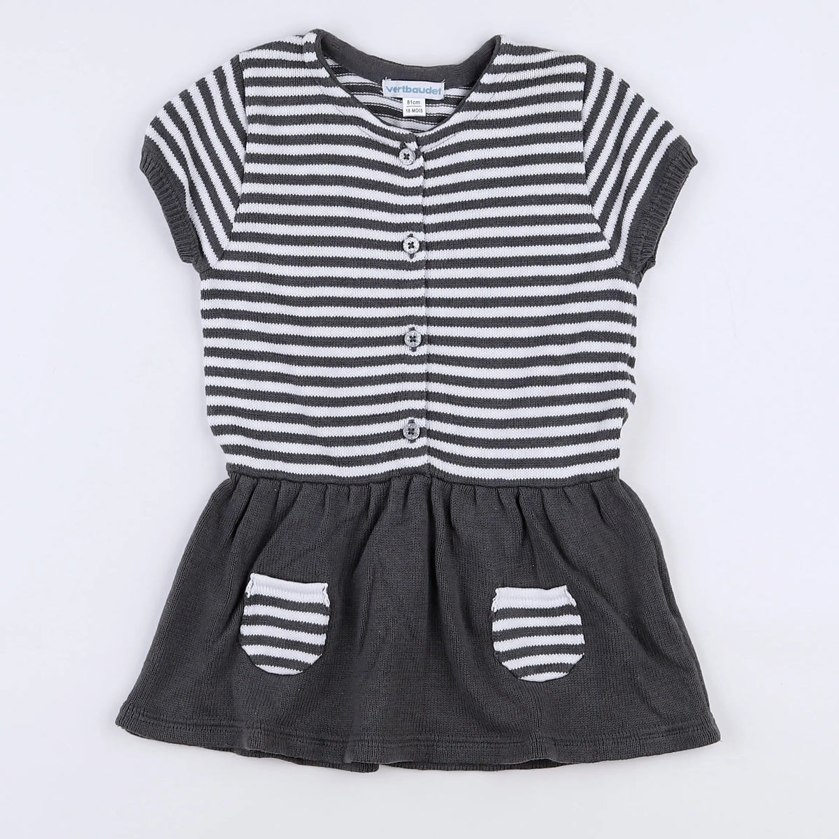 Vertbaudet - robe gris - 18 mois