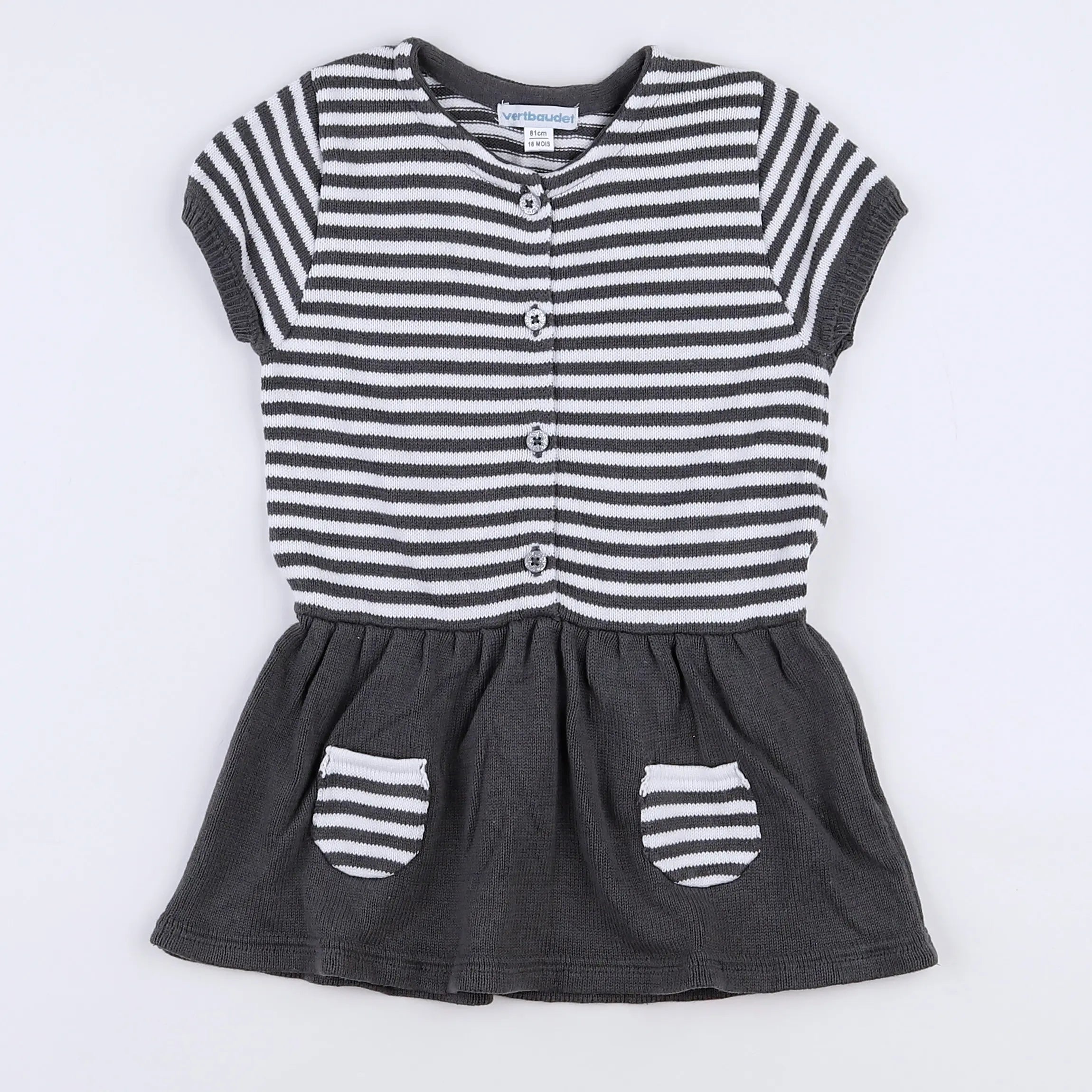 Vertbaudet - robe gris - 18 mois