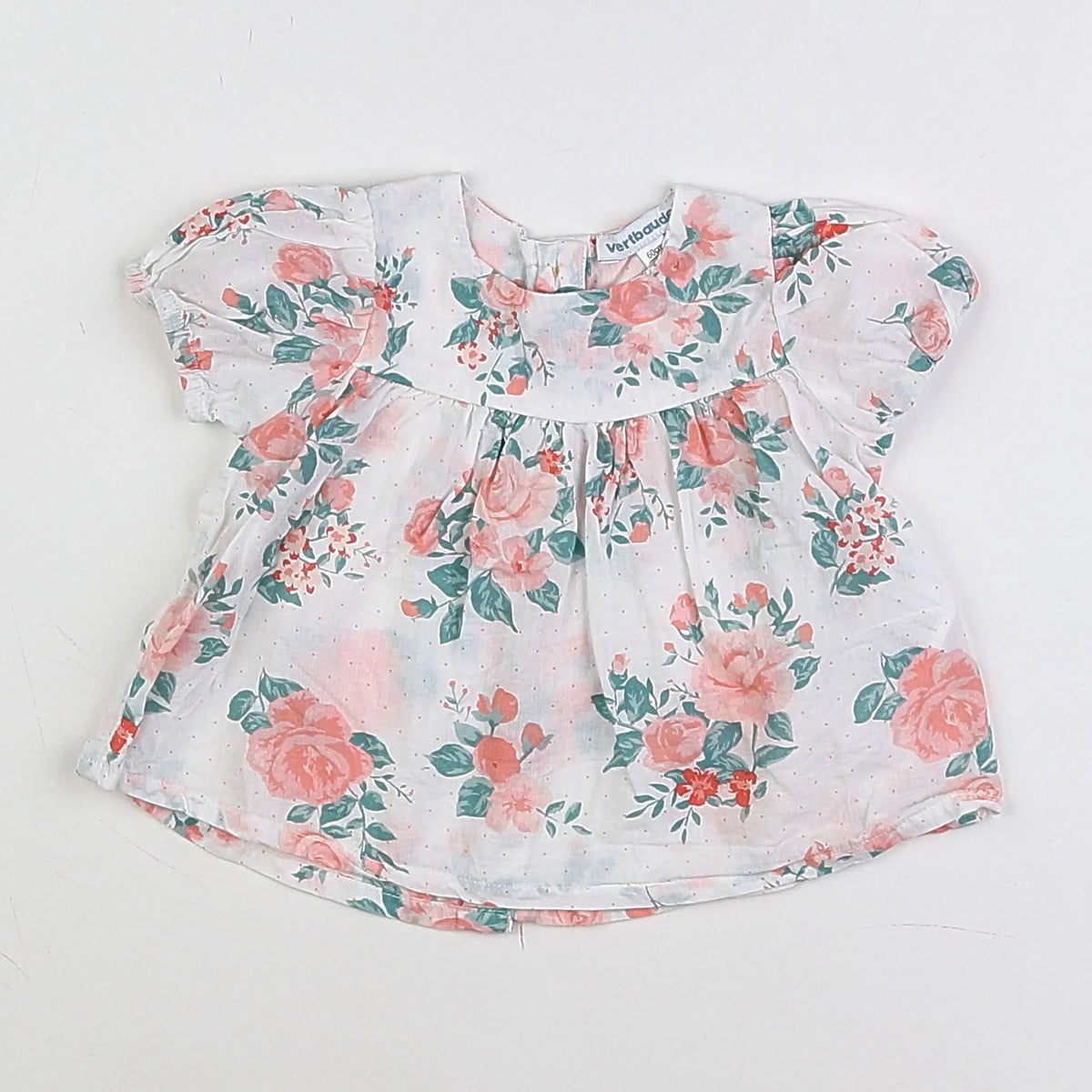 Vertbaudet - blouse blanc, rose - 3 mois