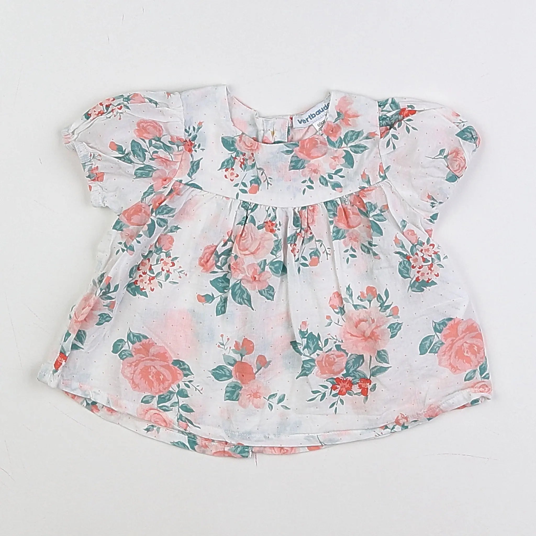 Vertbaudet - blouse blanc, rose - 3 mois