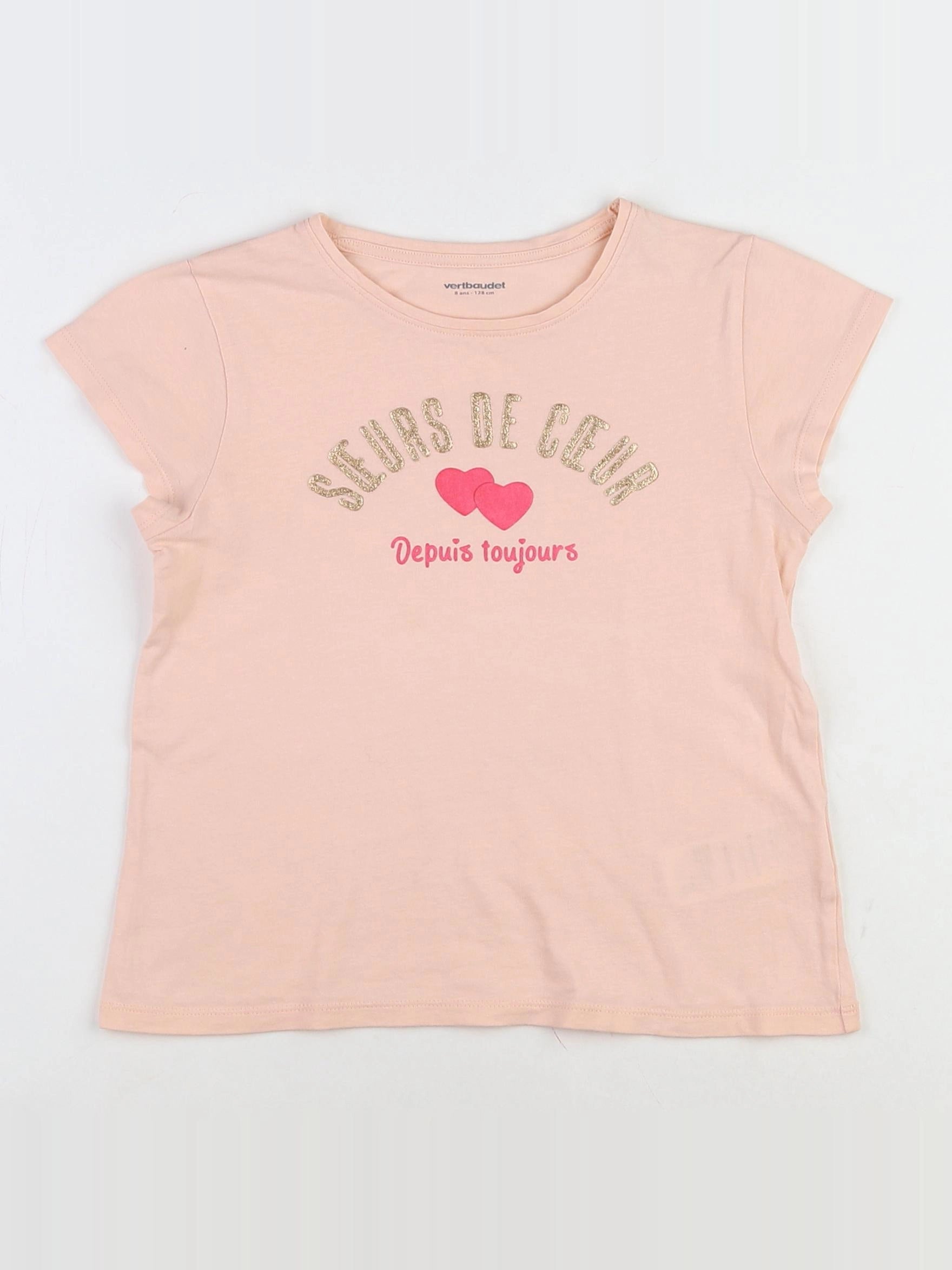 Vertbaudet - tee-shirt rose - 8 ans