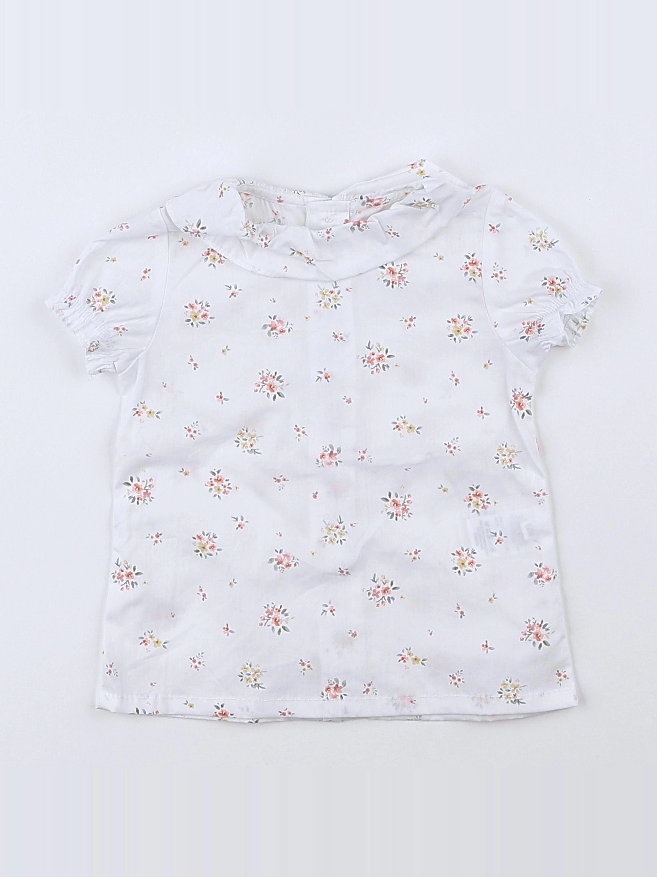 Lola Palacios - blouse blanc, rose - 12 mois