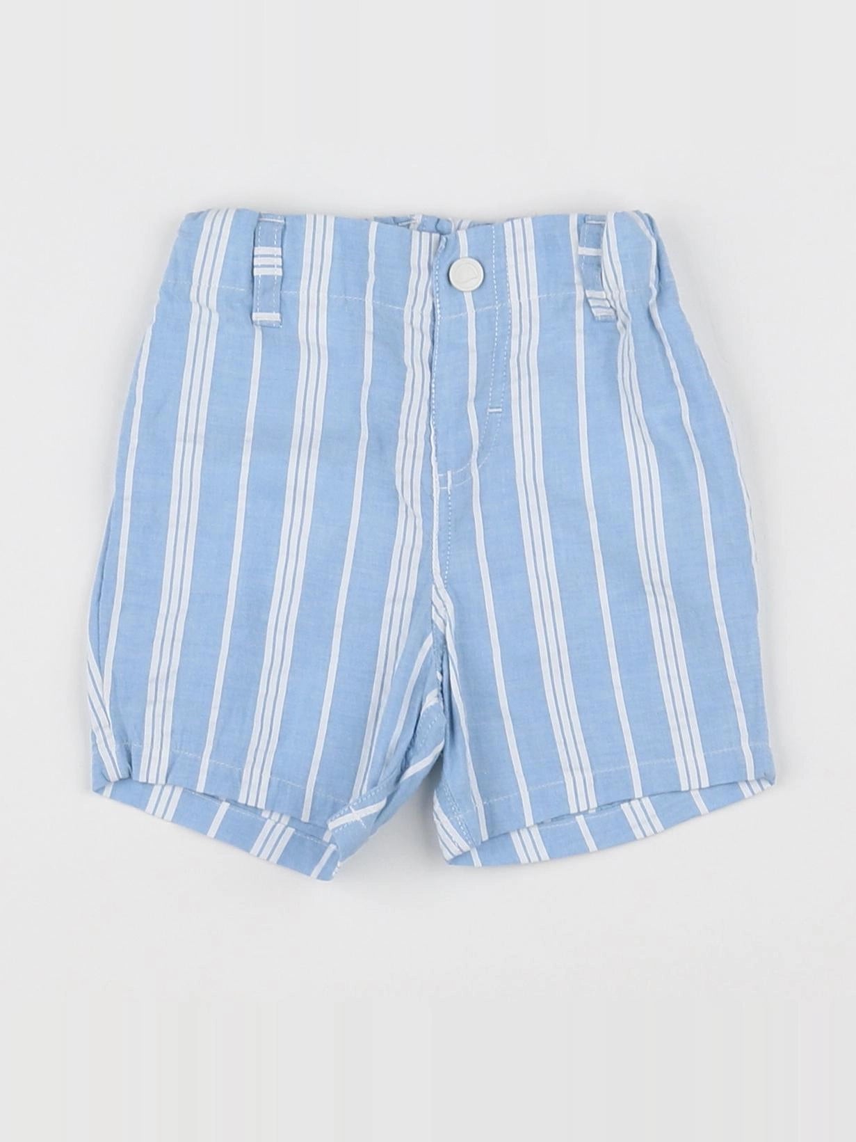 Petit Bateau - short bleu, blanc - 6 mois