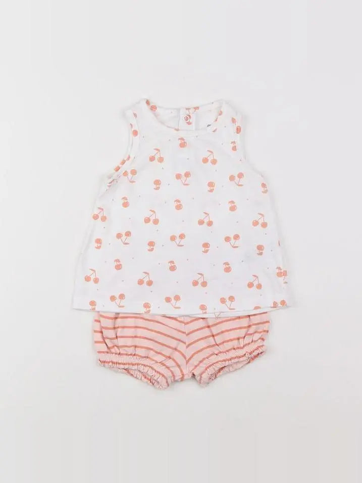 La Redoute - ensemble blanc, rose - 3 mois