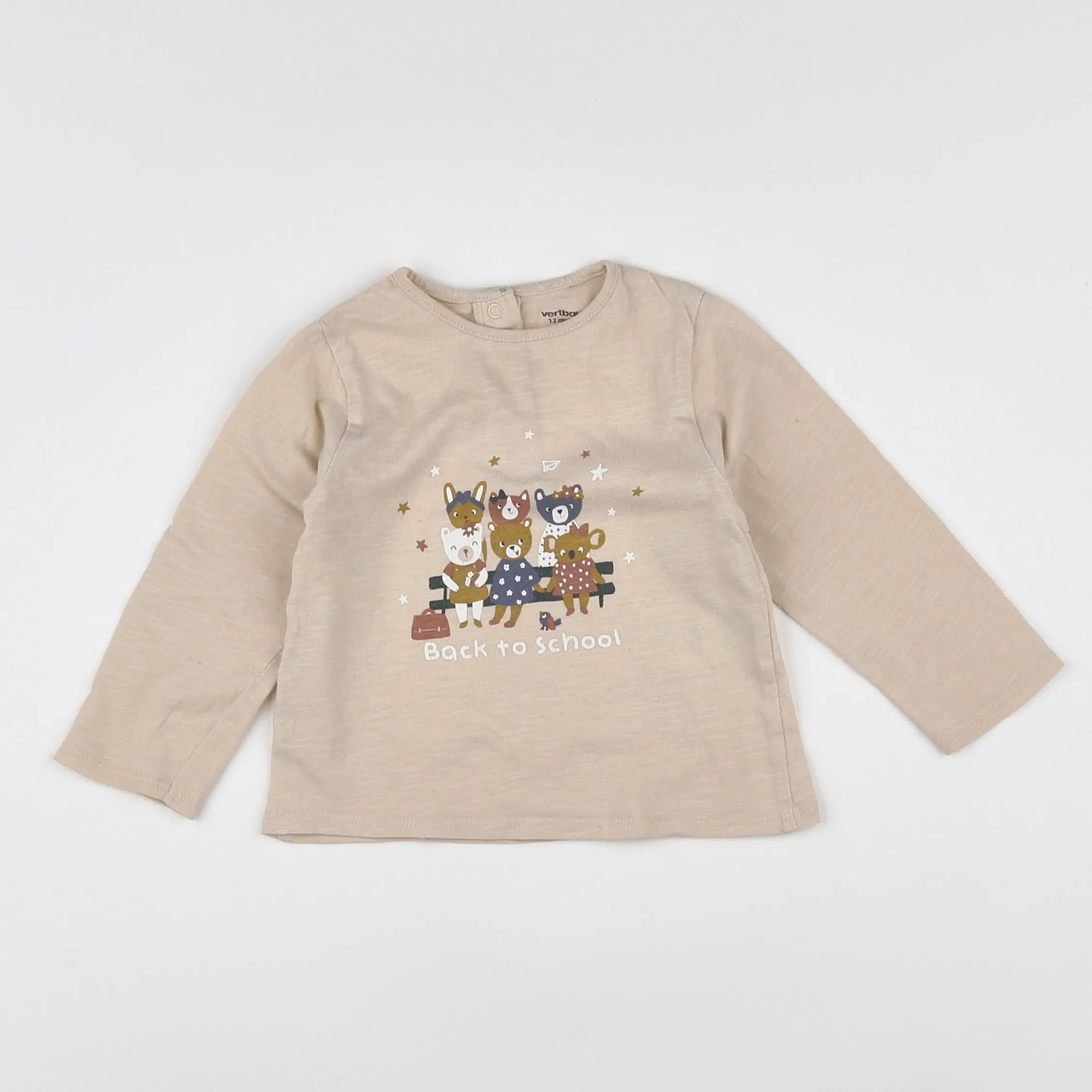 Vertbaudet - tee-shirt beige, marron - 12 mois