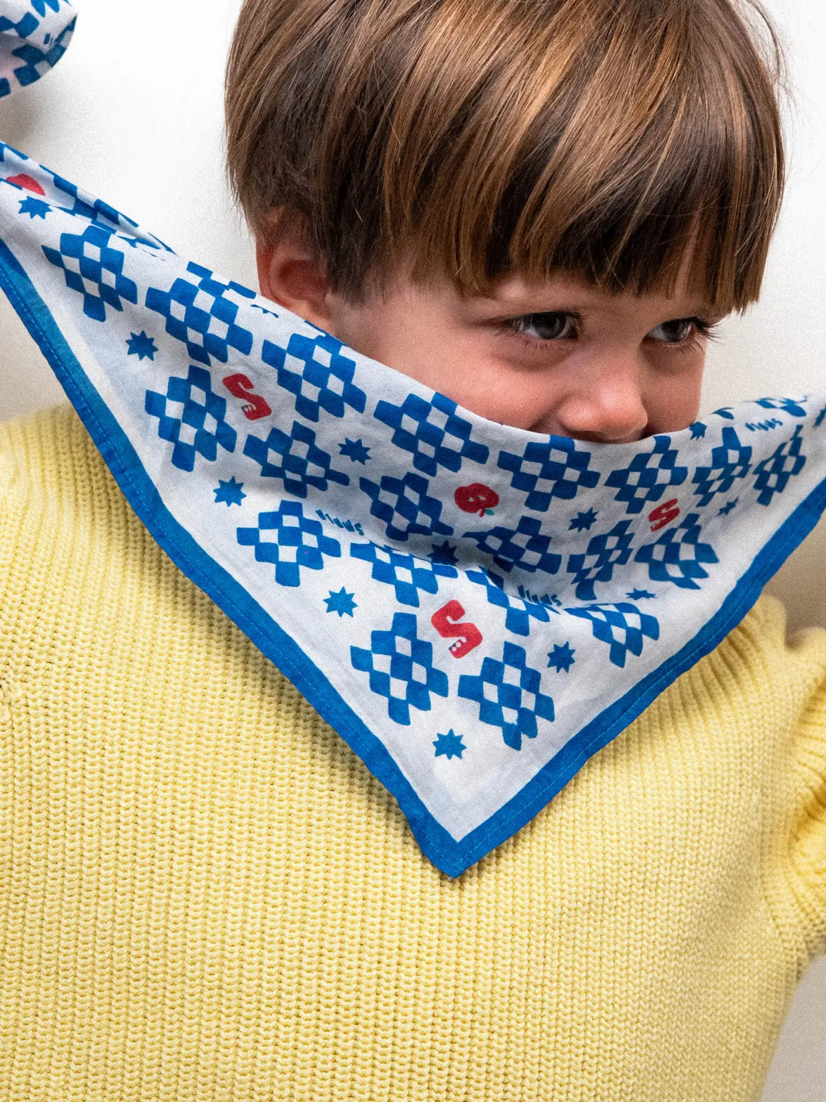 Le Foulard 100% coton bio Bleu et rouge