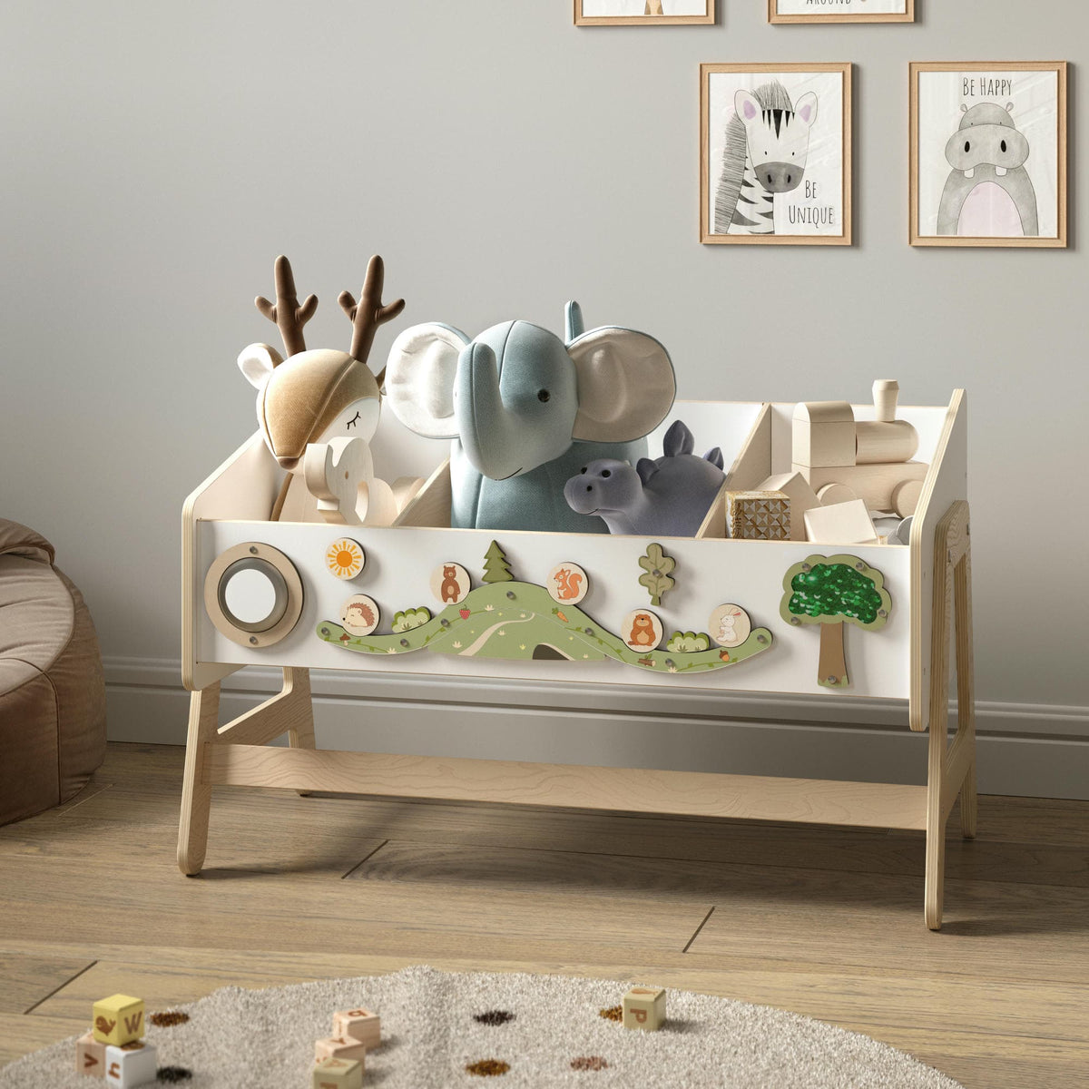 Étagère à jouets / Table + Bibliothèque enfant / Siège LILU
