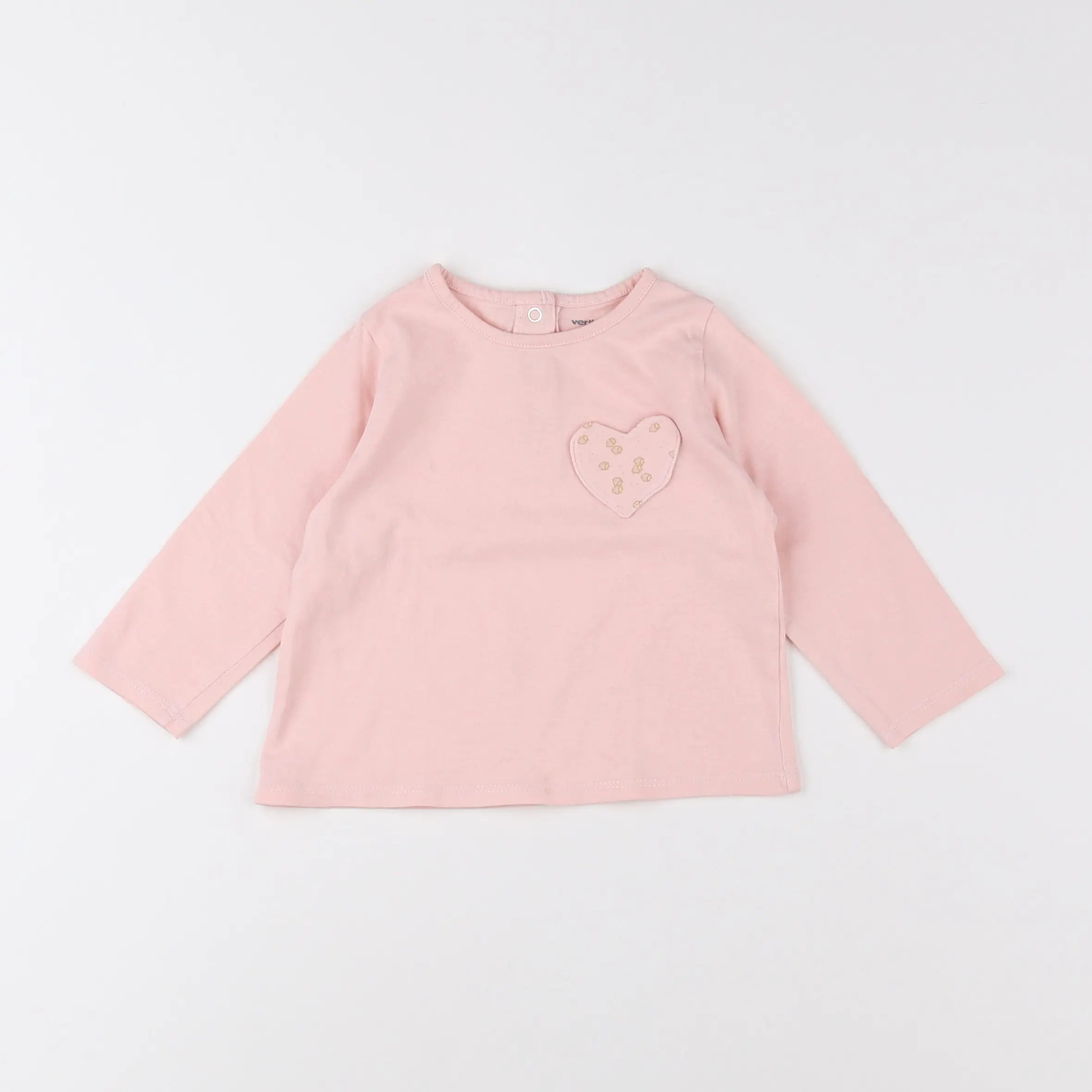 Vertbaudet - tee-shirt rose, or - 12 mois