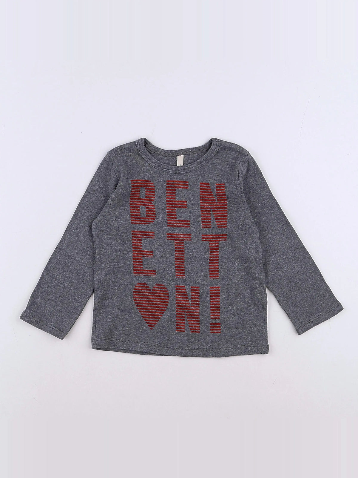Benetton - tee-shirt gris, rouge - 6 mois
