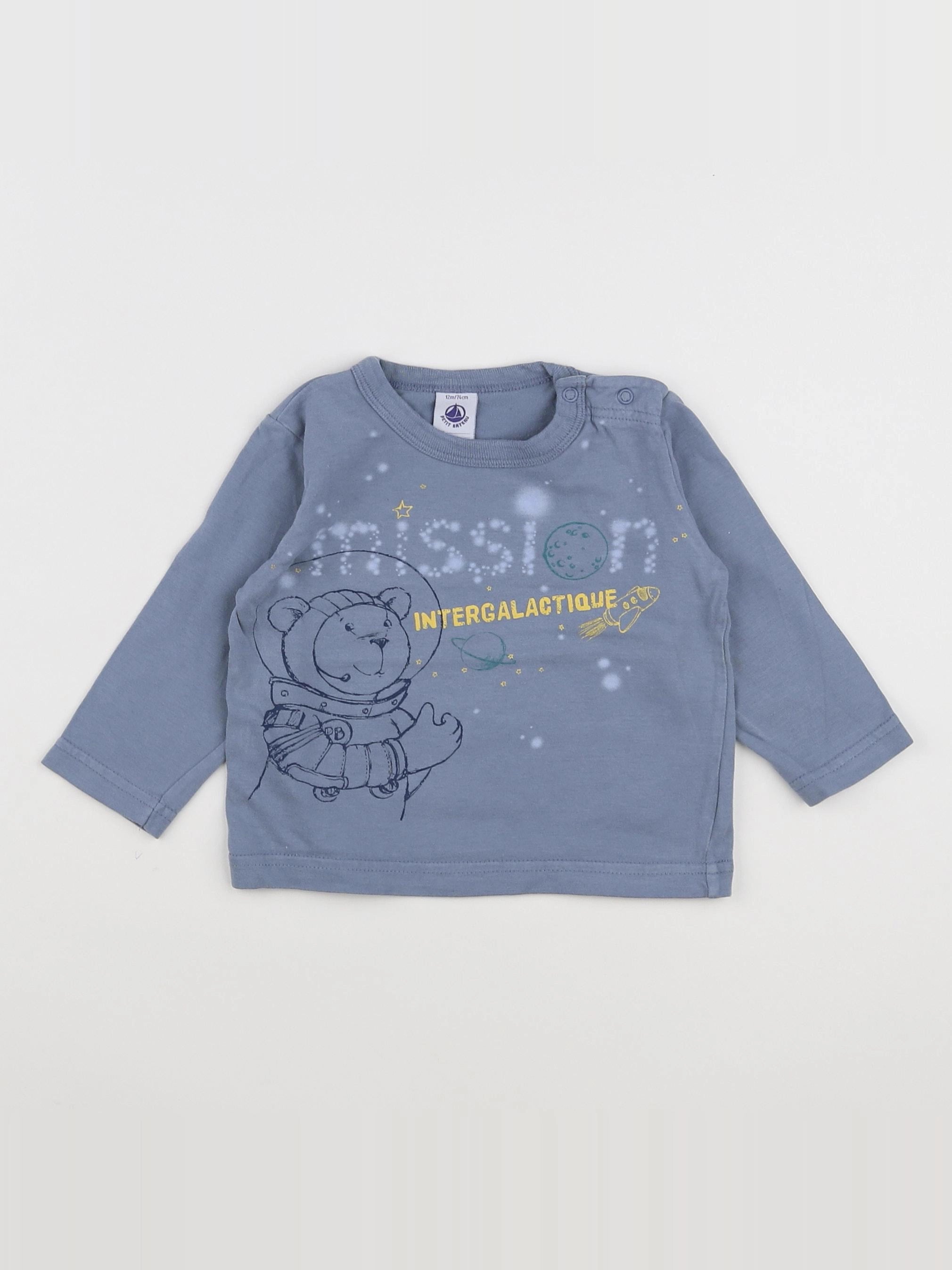 Petit Bateau - tee-shirt bleu - 12 mois