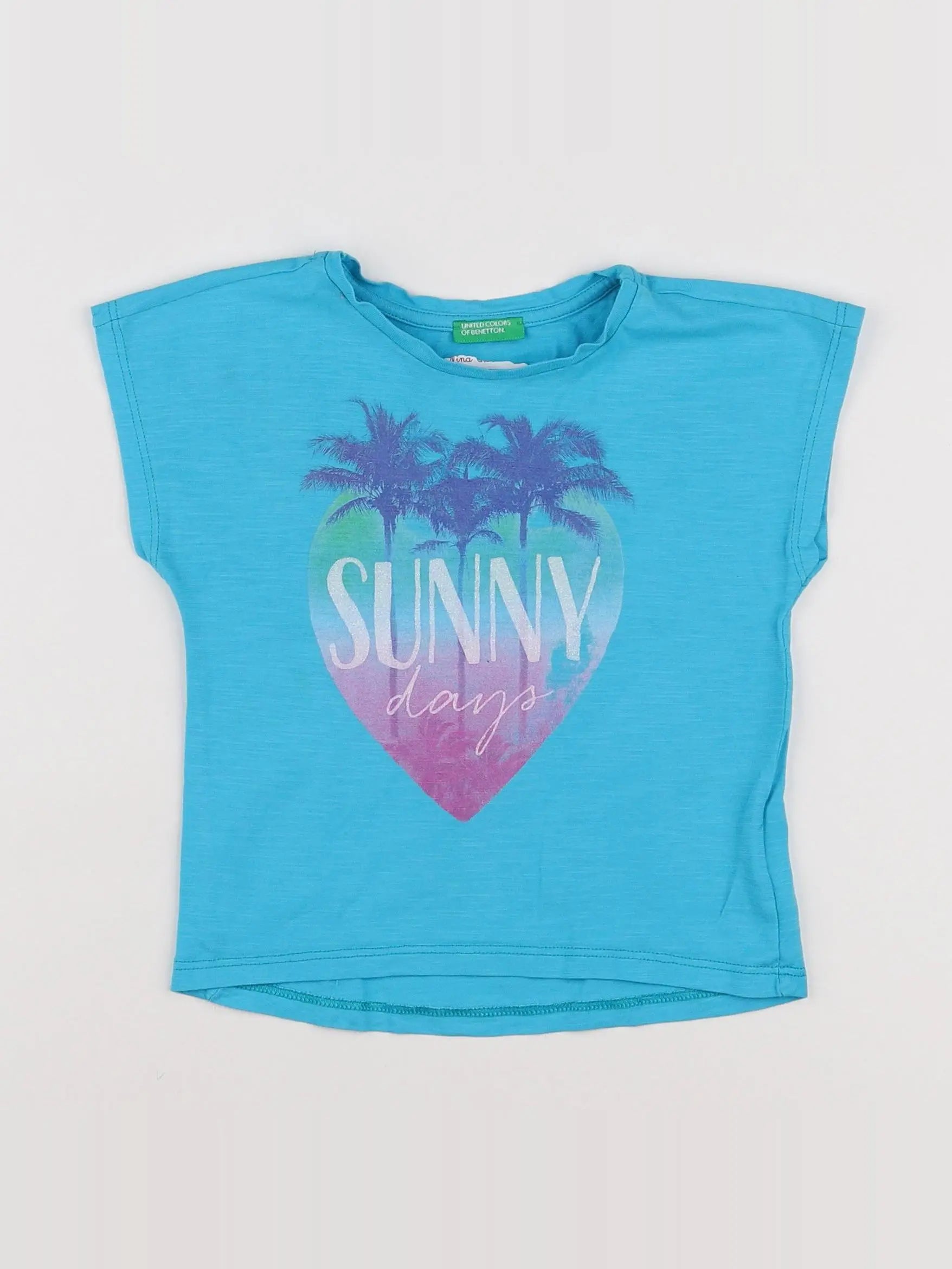 Benetton - tee-shirt bleu - 12 mois