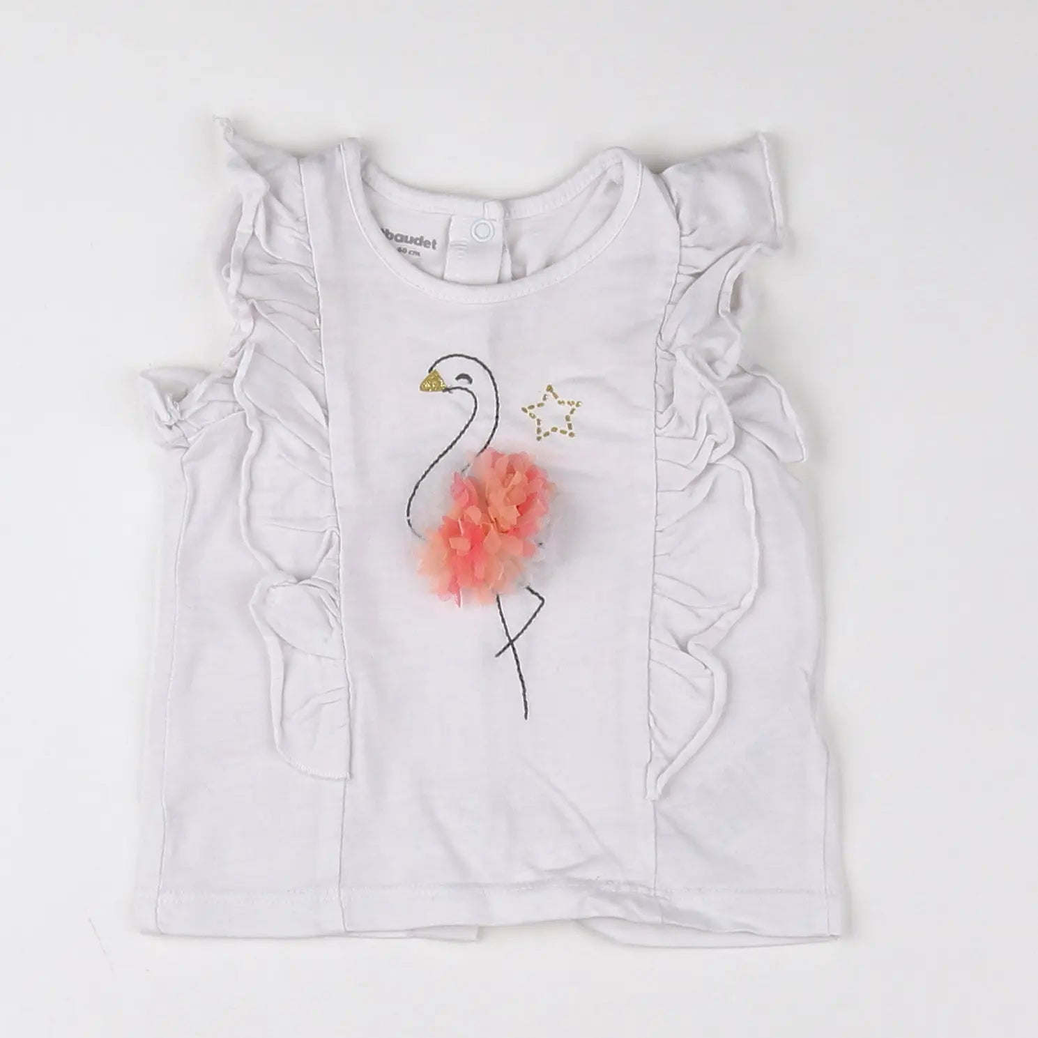 Vertbaudet - débardeur blanc, rose - 3 mois