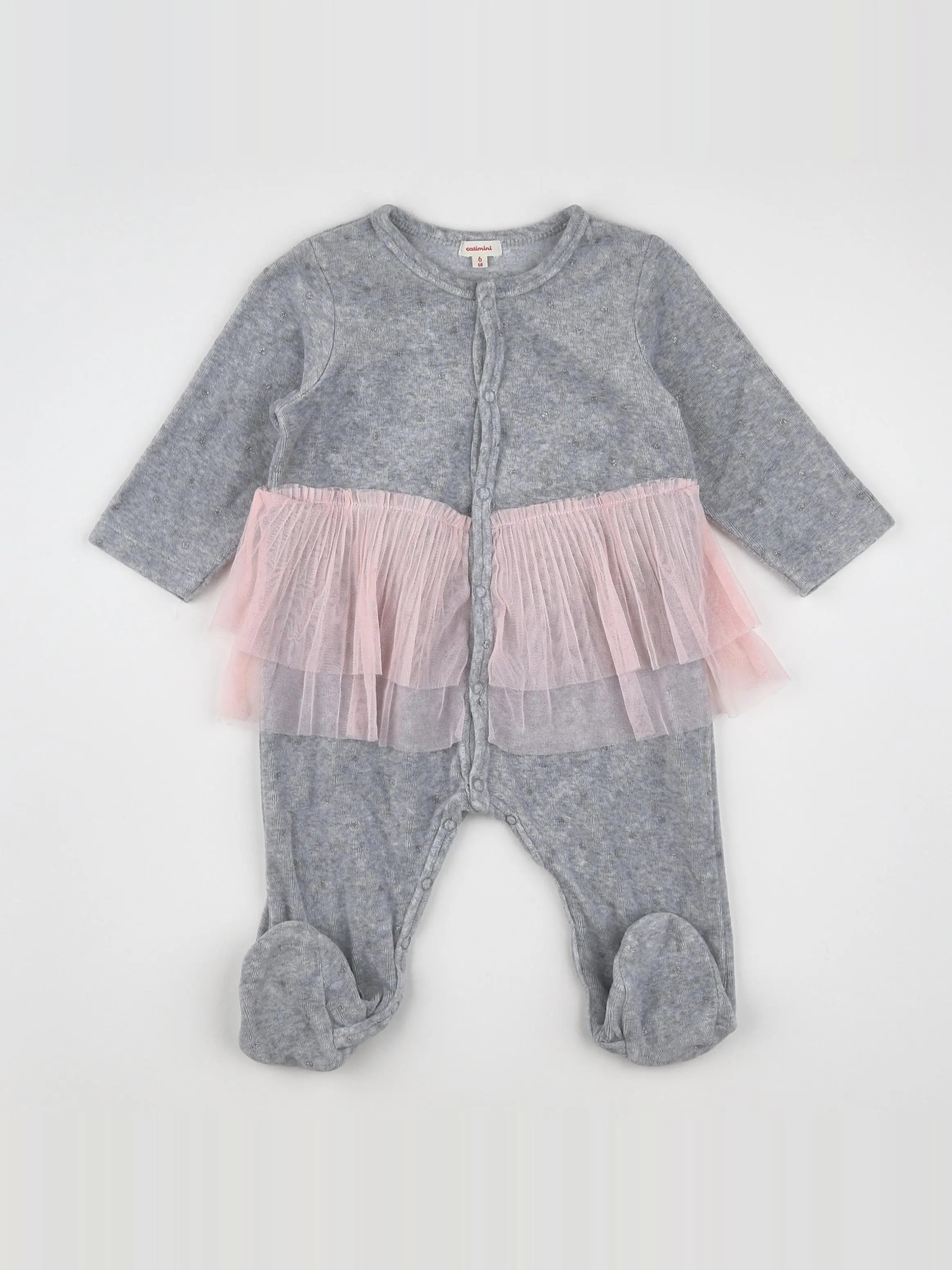 Catimini - pyjama velours gris - 6 mois