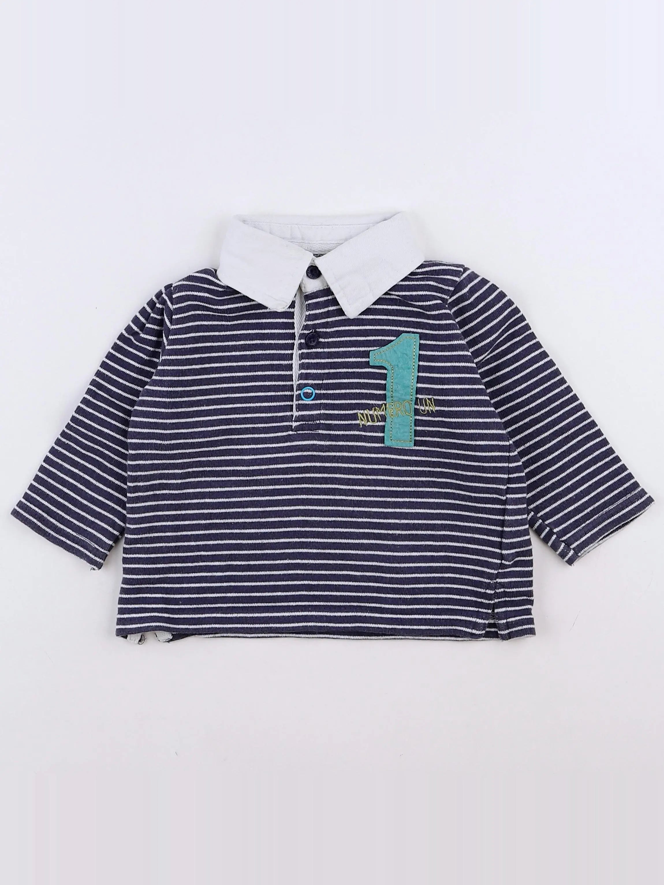 Vertbaudet - polo bleu - 9 mois