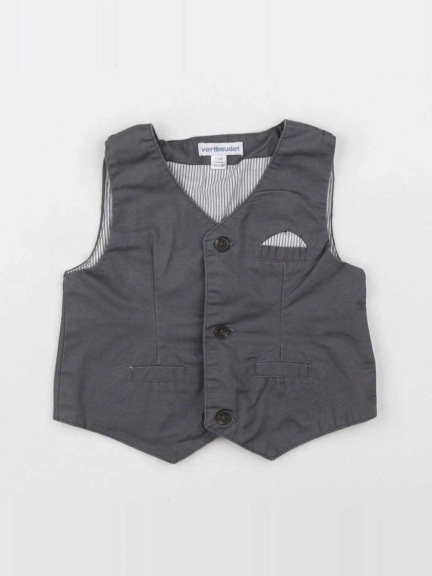 Vertbaudet - gilet gris - 9 mois
