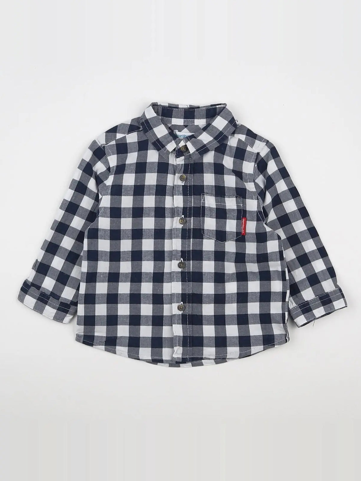 Vertbaudet - chemise blanc, bleu - 9 mois