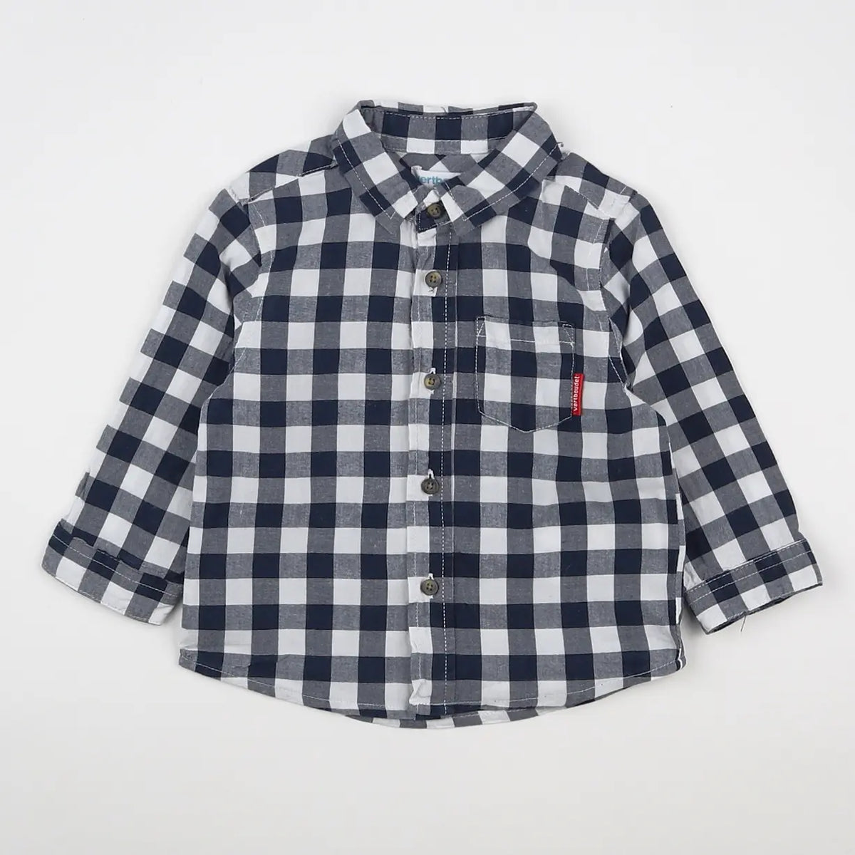Vertbaudet - chemise blanc, bleu - 9 mois