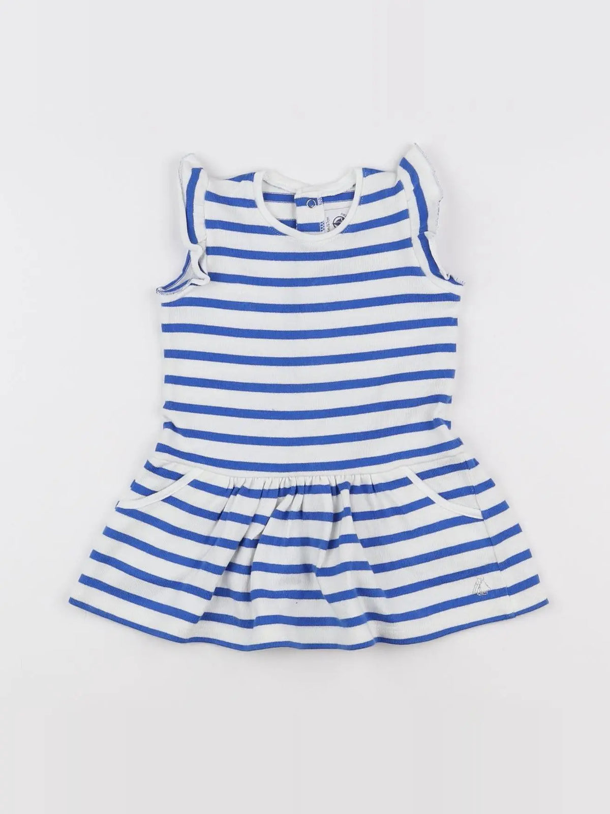 Petit Bateau - robe blanc, bleu - 6 mois