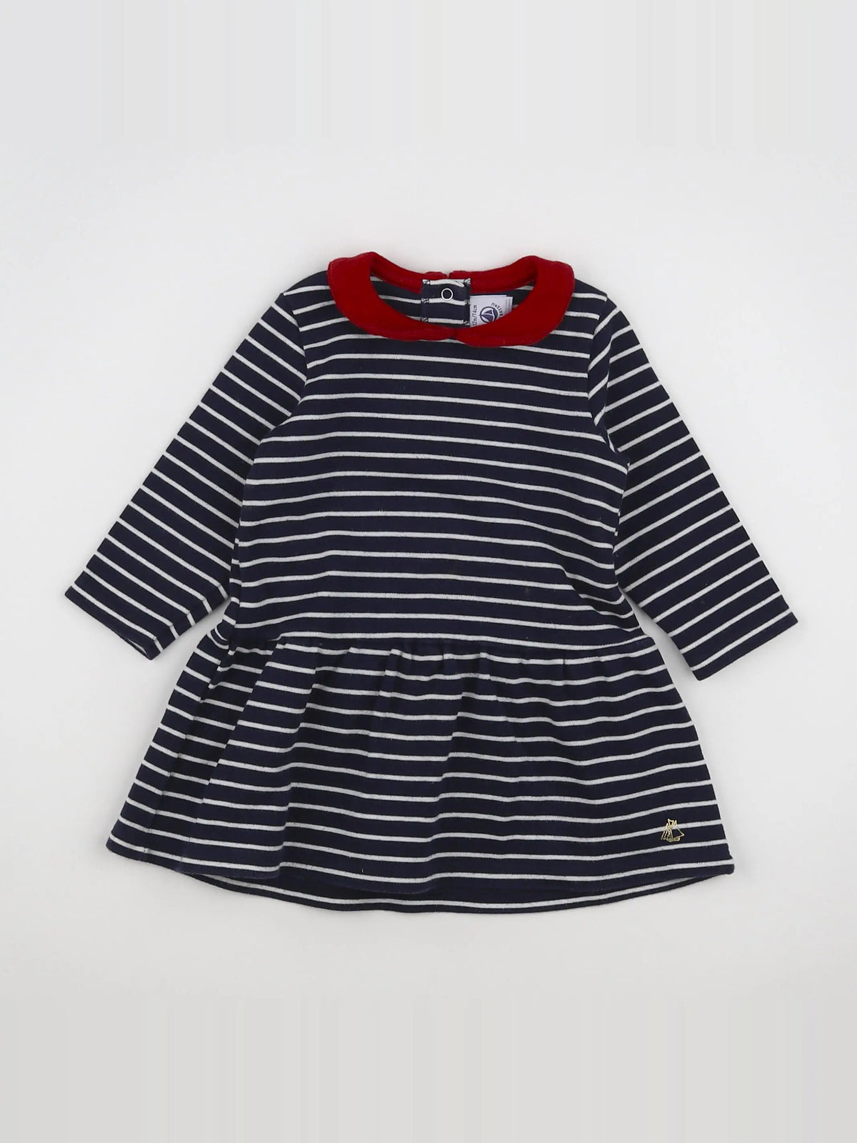 Petit Bateau - robe bleu, blanc - 12 mois