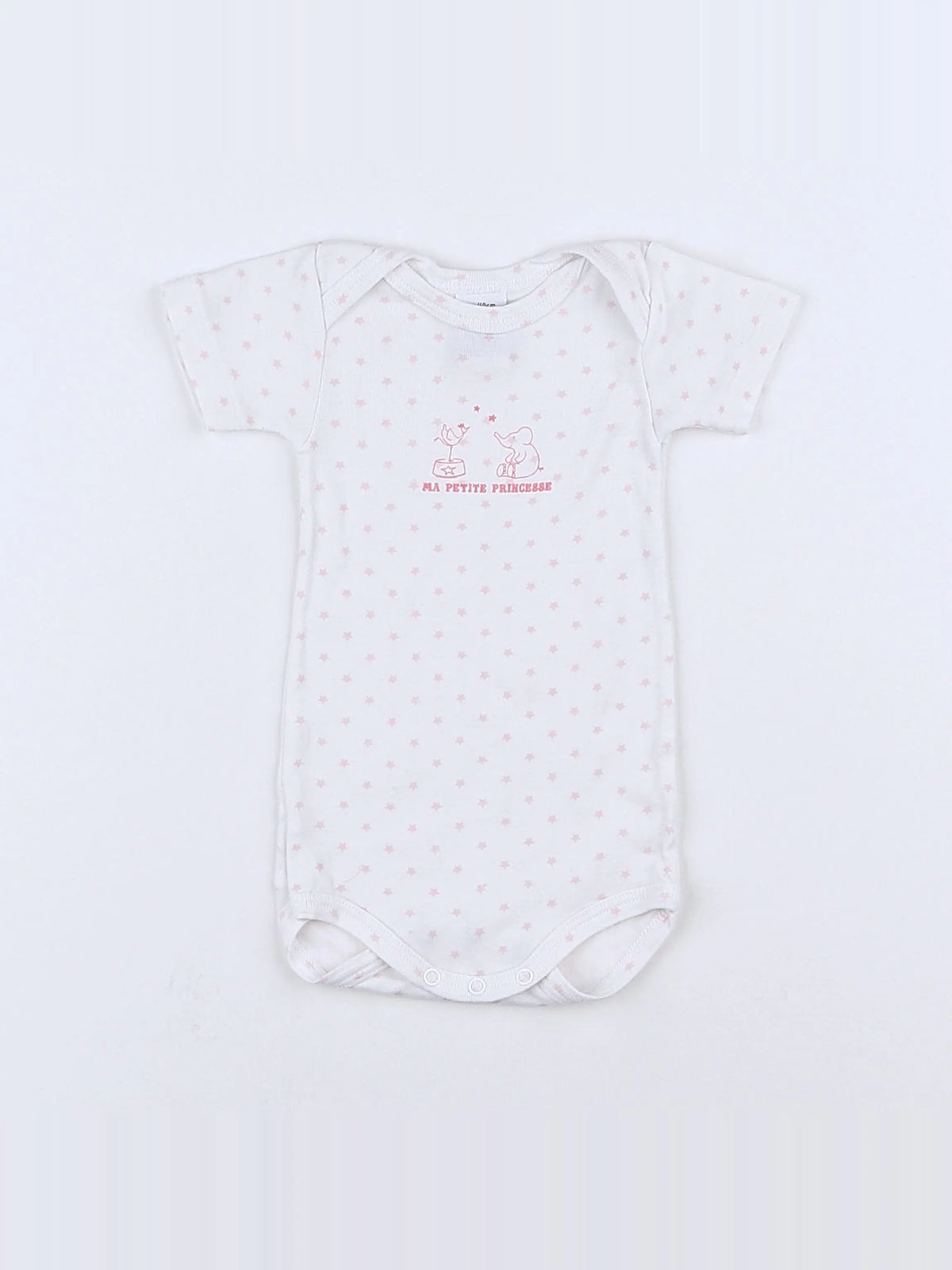 Petit Bateau - body blanc, rose - 3 mois