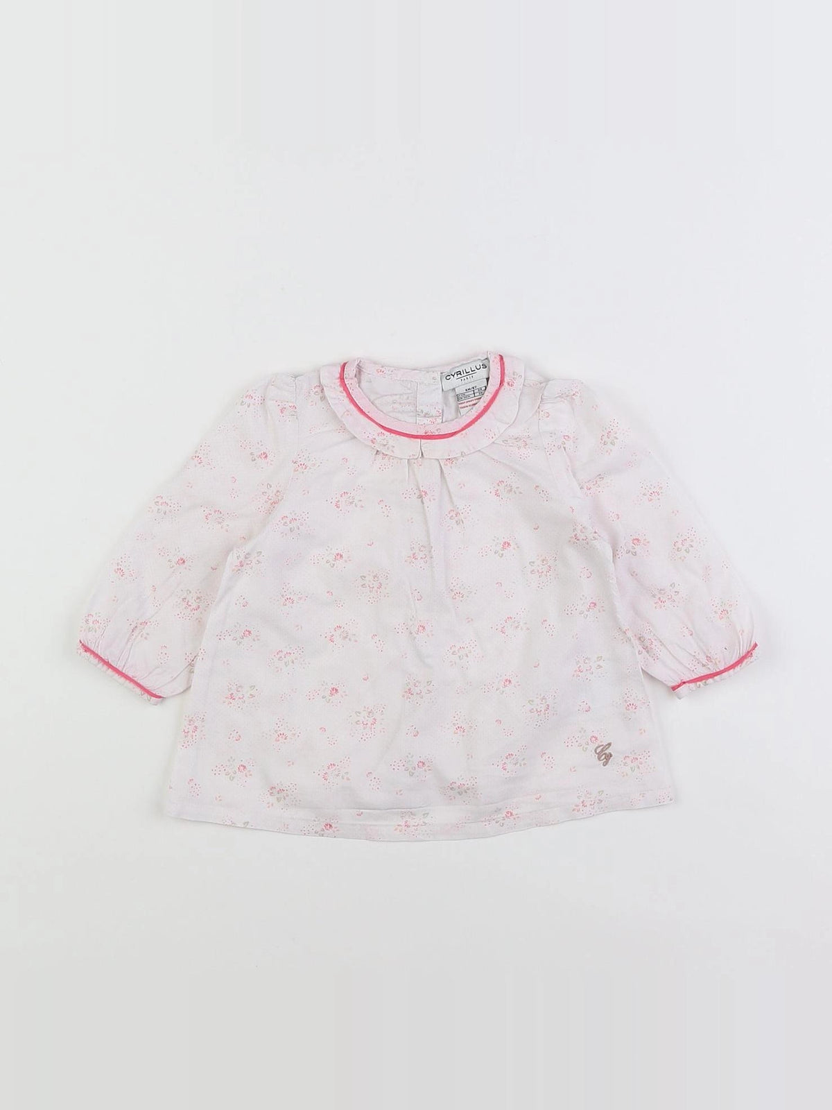 Cyrillus - blouse blanc, rose - 6 mois