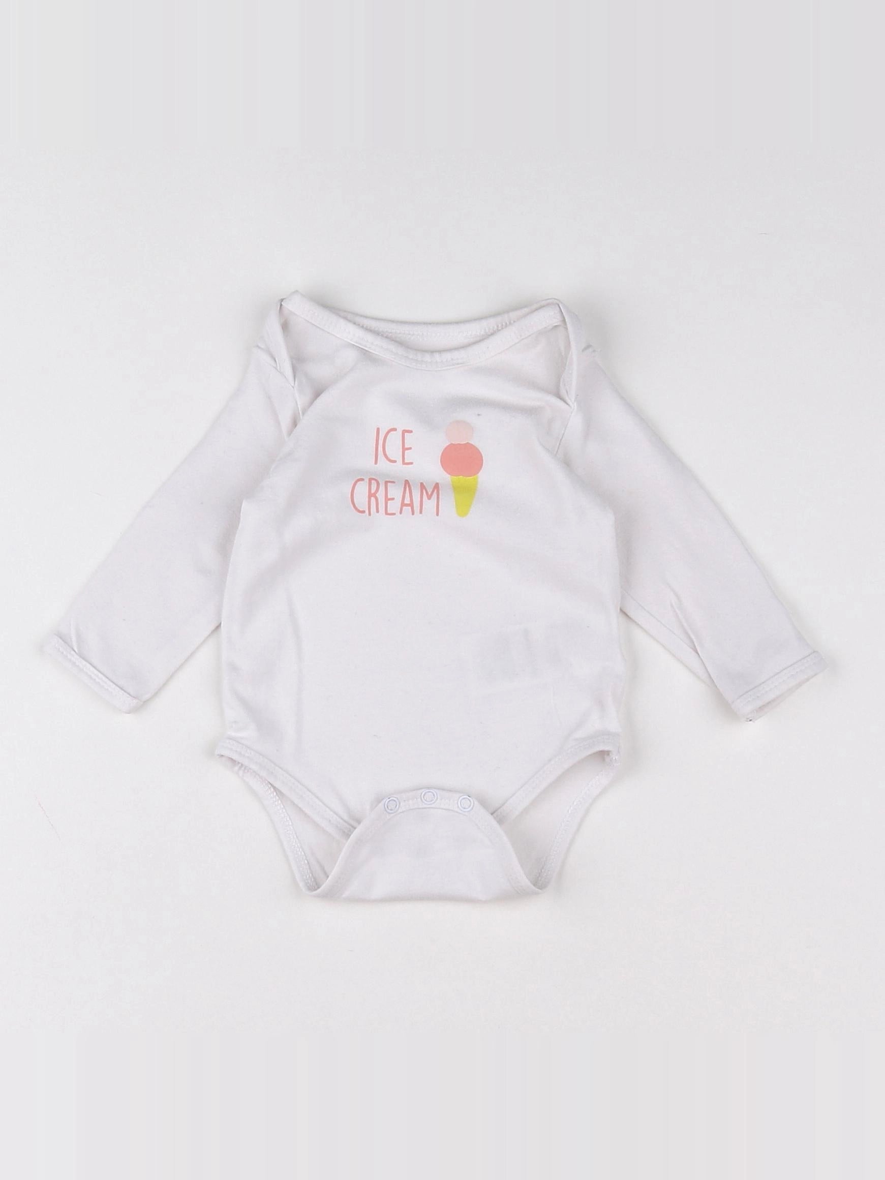 Vertbaudet - body rose, blanc - 3 mois