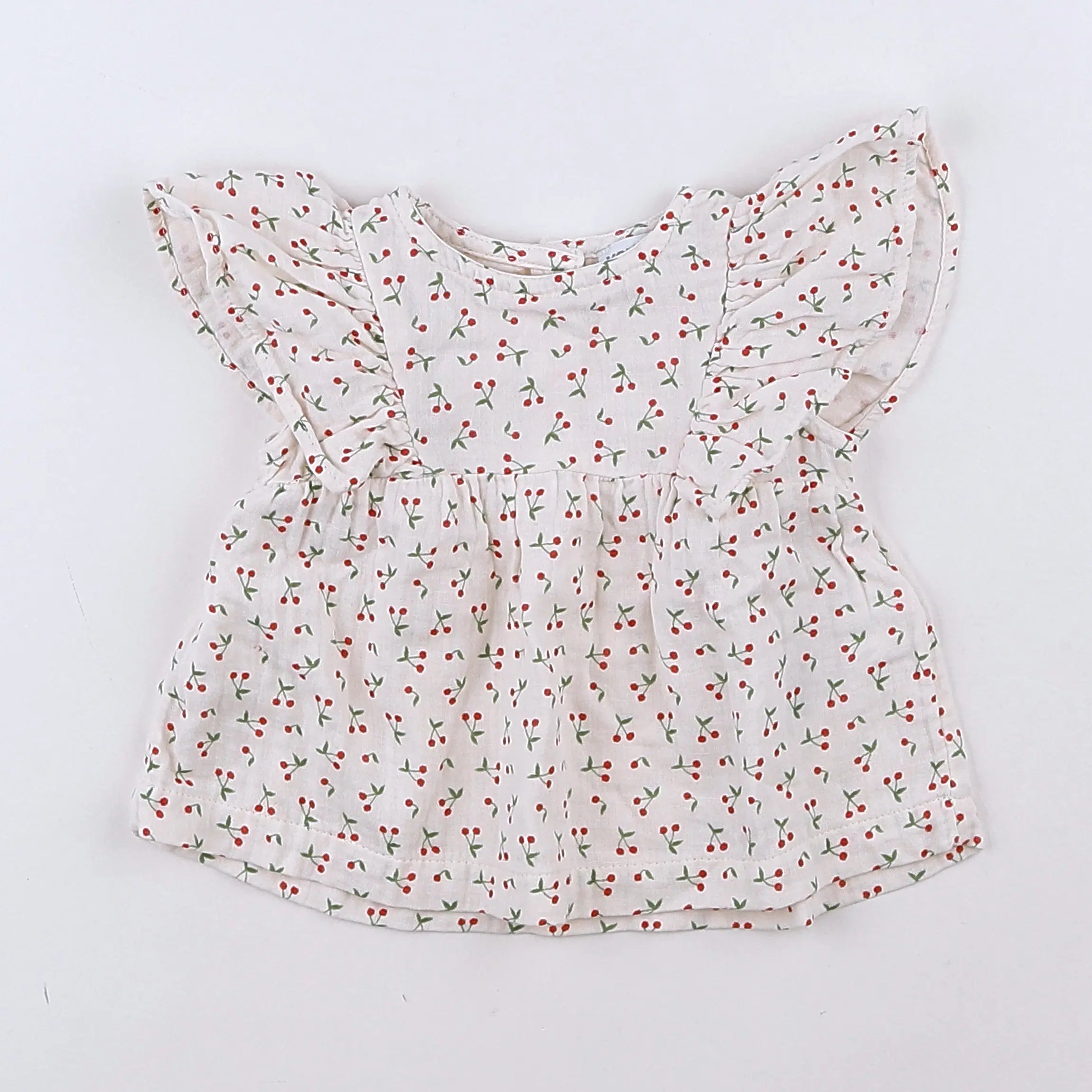 Vertbaudet - blouse blanc, rouge - 3 mois