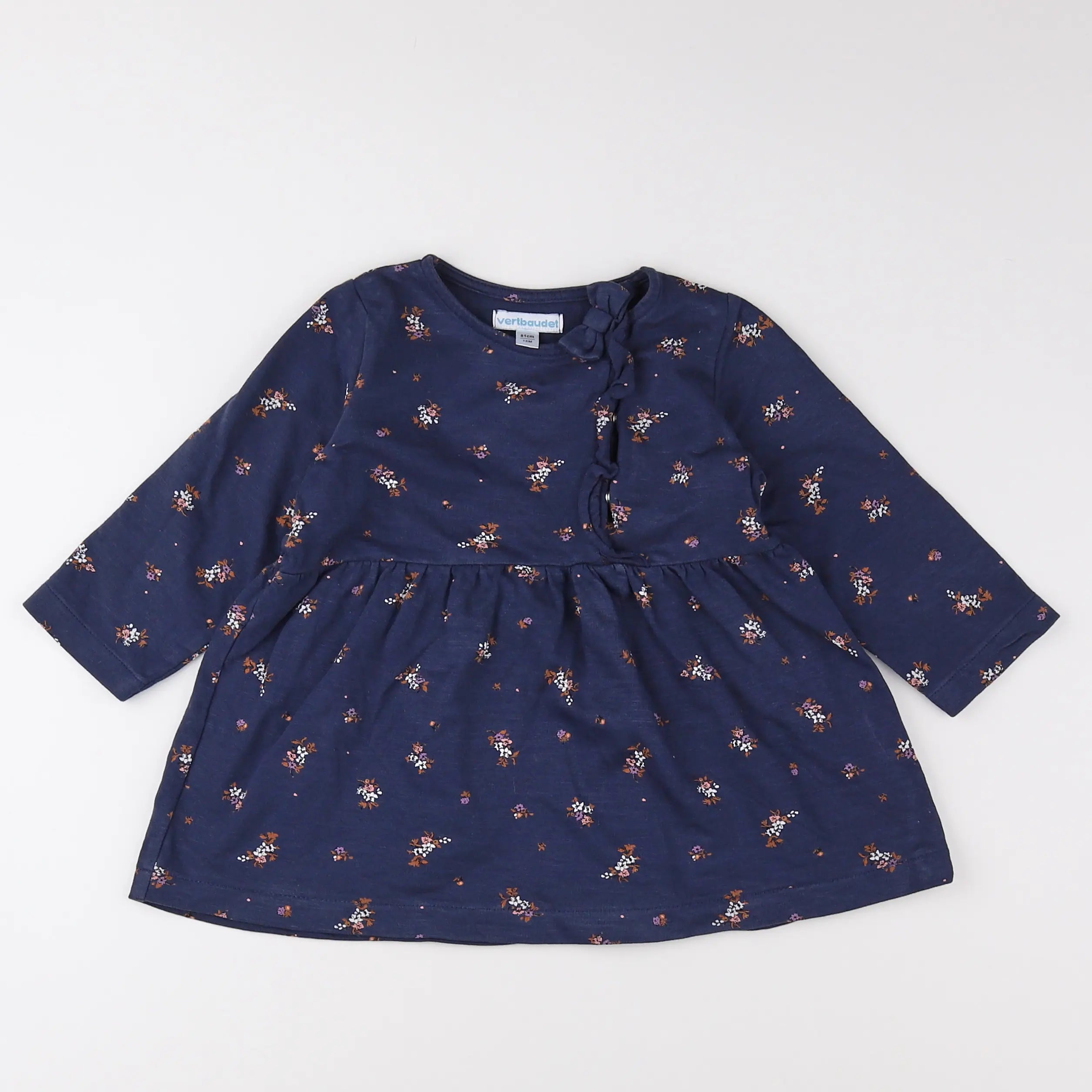 Vertbaudet - robe coton bleu - 18 mois