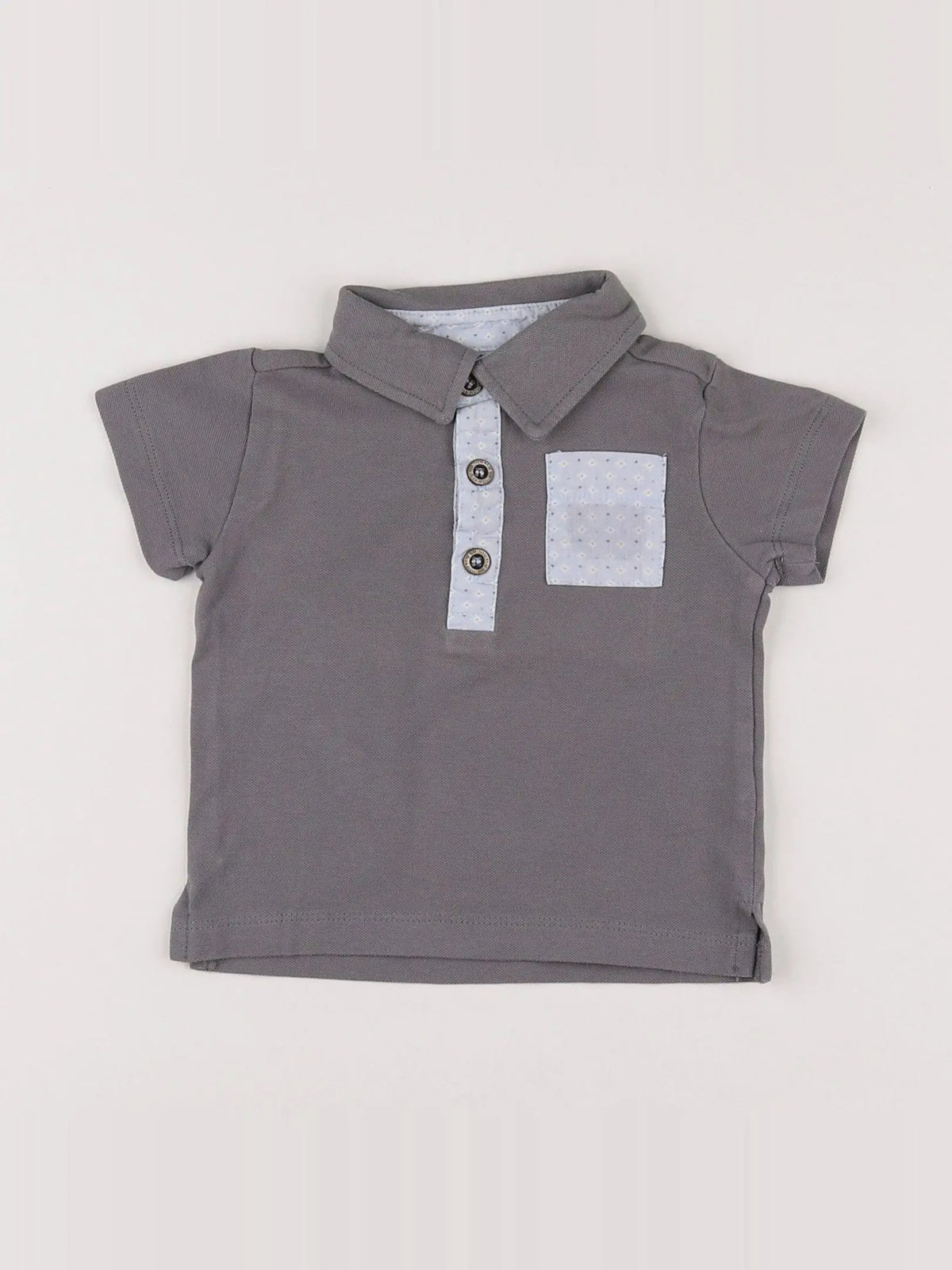 Noukie's - polo gris, bleu - 6 mois