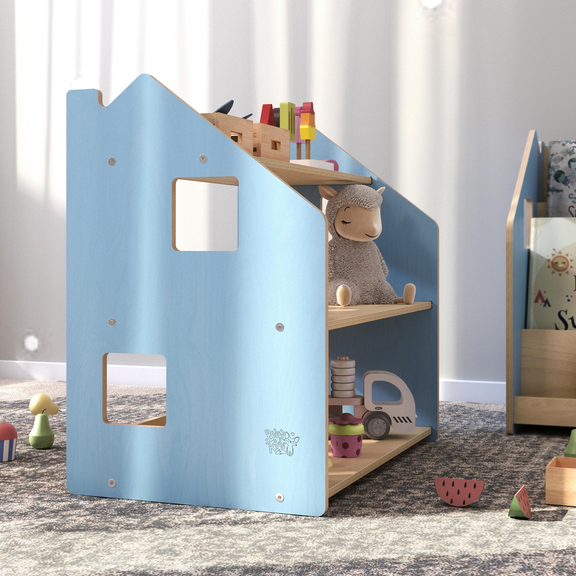 Étagère à jouets - Couleur bleu clair / rose