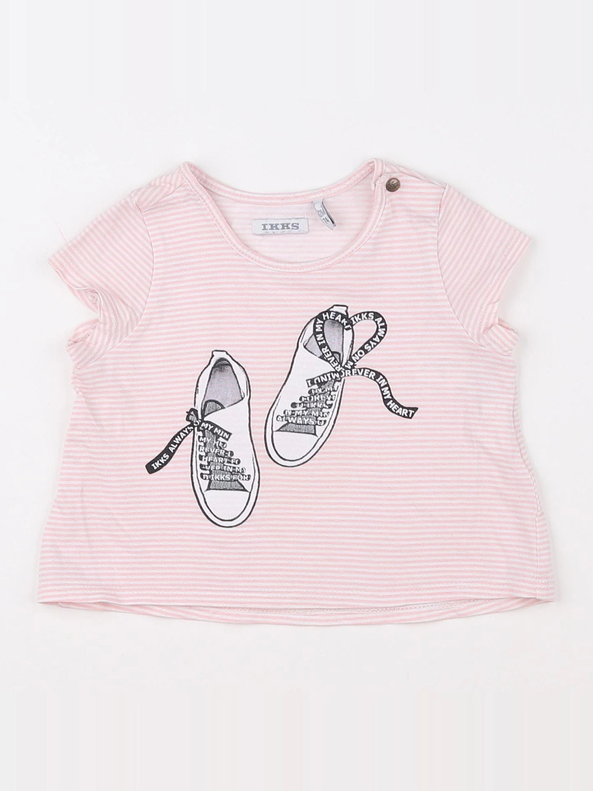 IKKS - tee-shirt blanc, rose - 12 mois