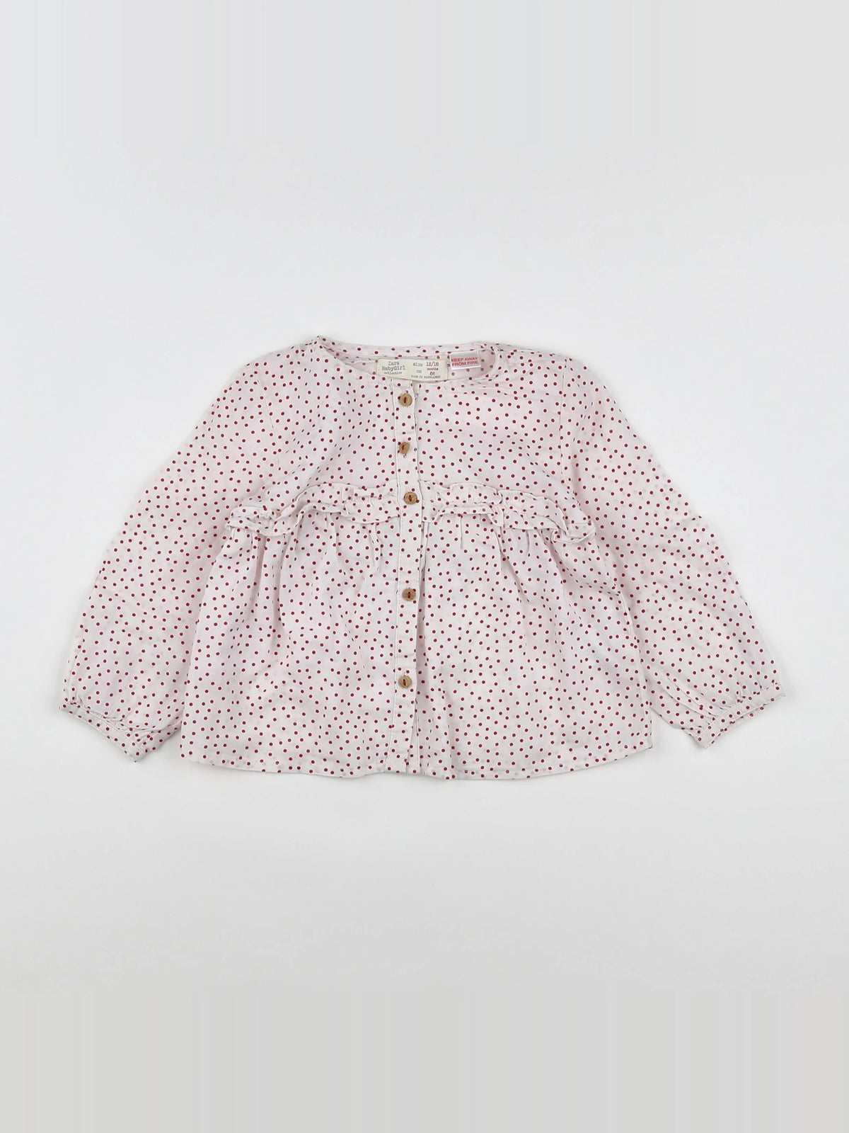 Zara - blouse blanc, rouge - 12/18 mois