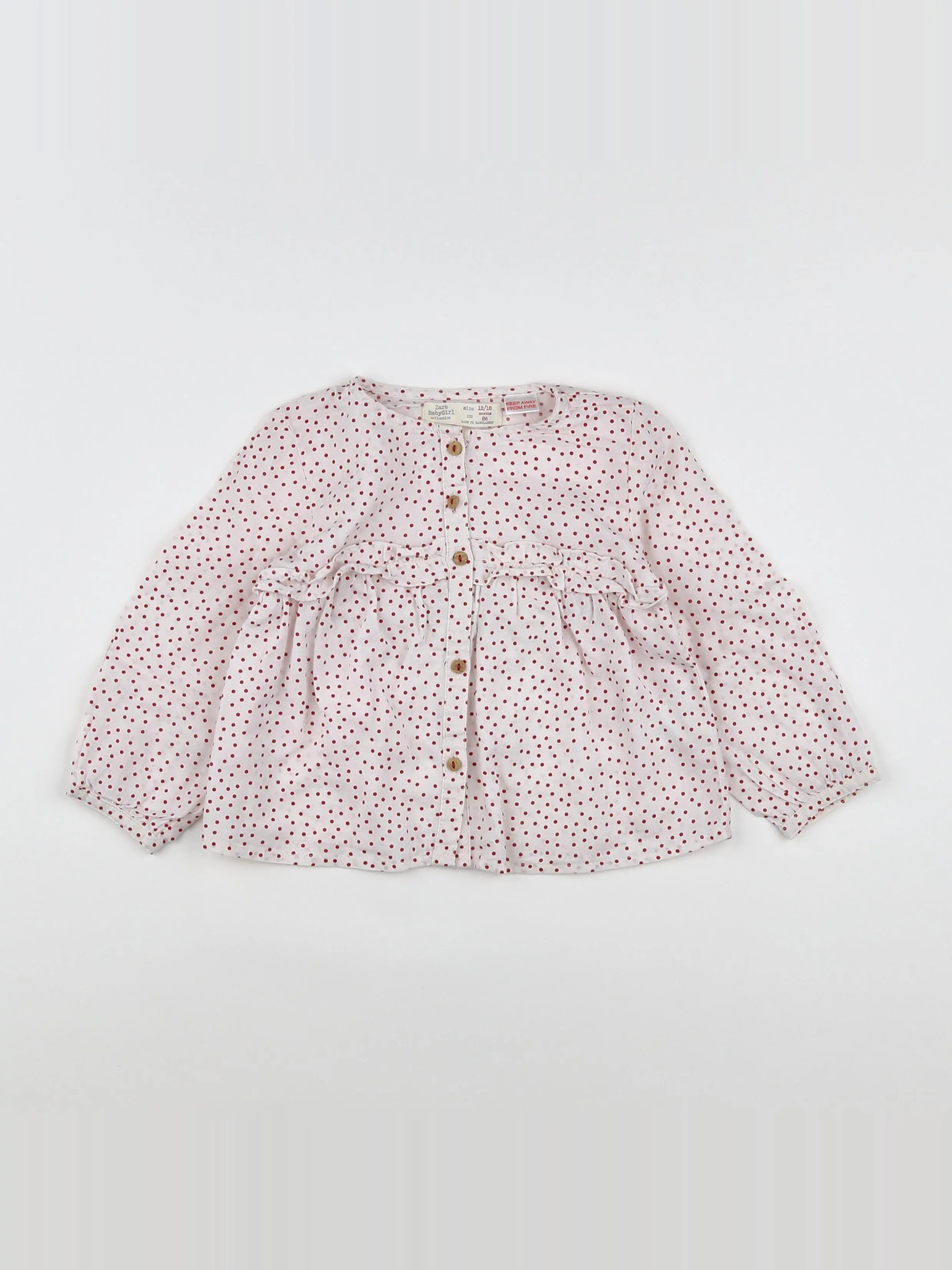 Zara - blouse blanc, rouge - 12/18 mois