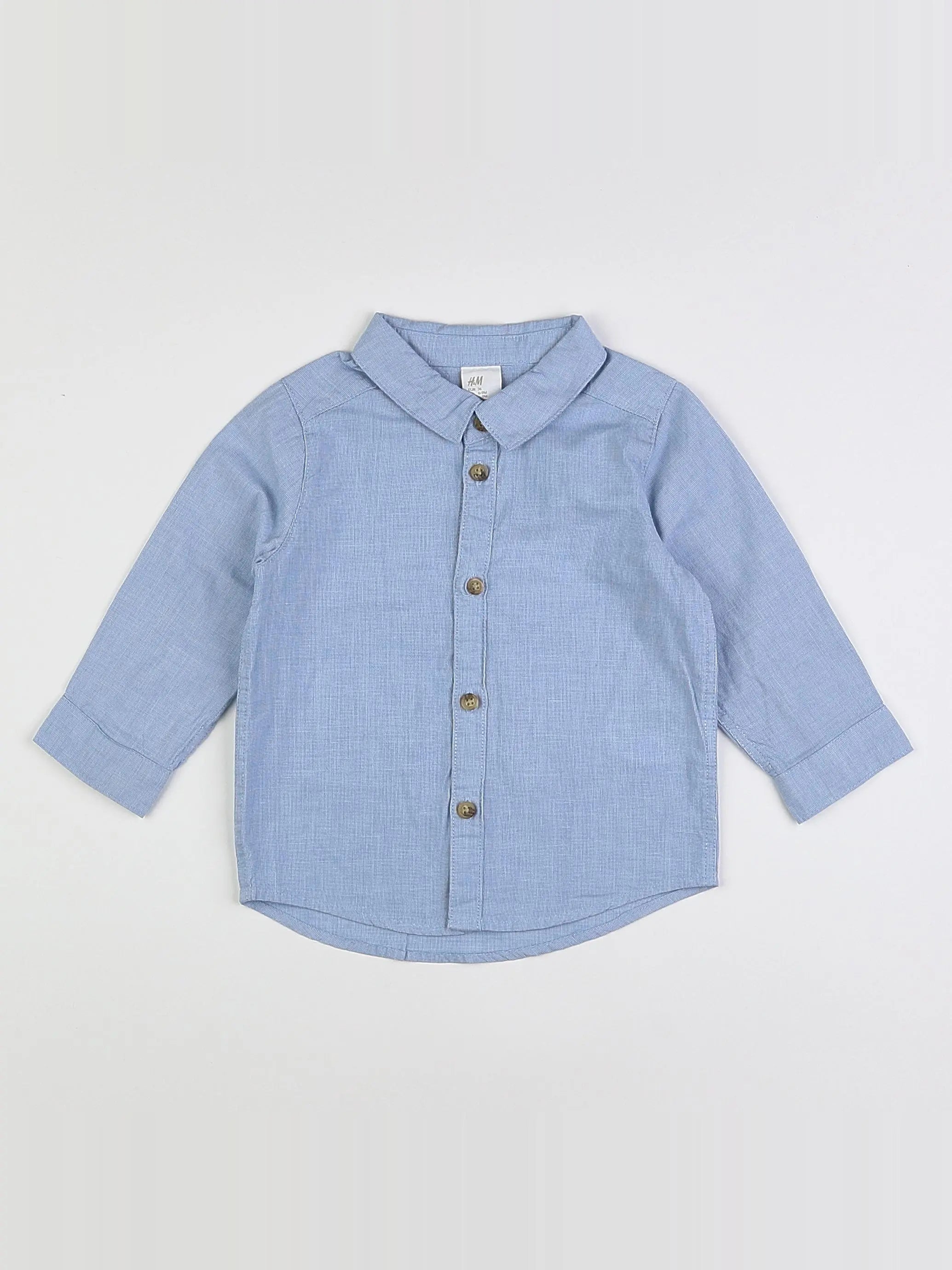 H&M - chemise bleu - 6/9 mois