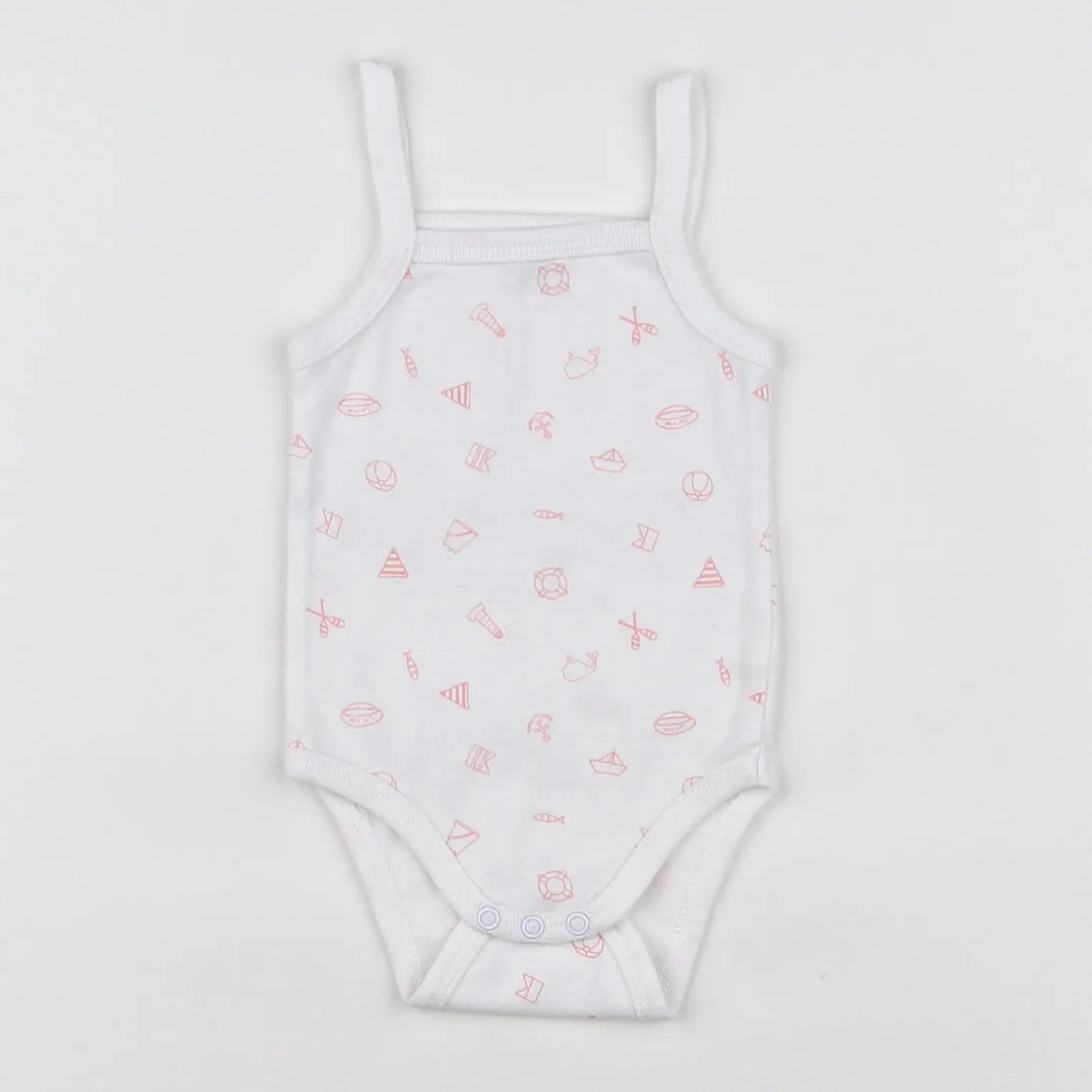 Vertbaudet - body vetement blanc, rose - 3 mois