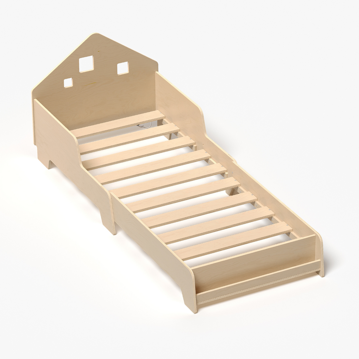 Lit extensible en forme de maison avec éclairage LED