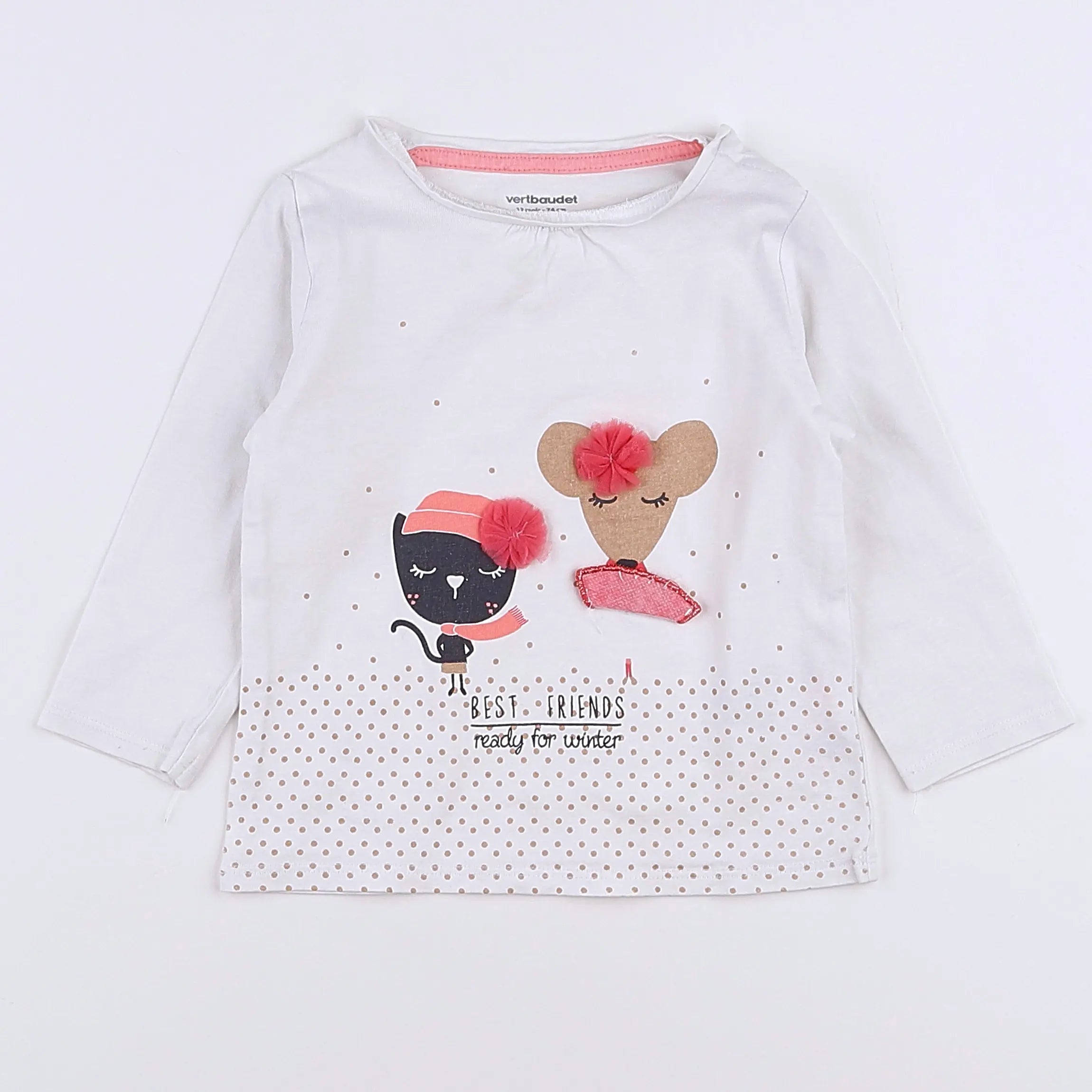 Vertbaudet - tee-shirt blanc - 12 mois