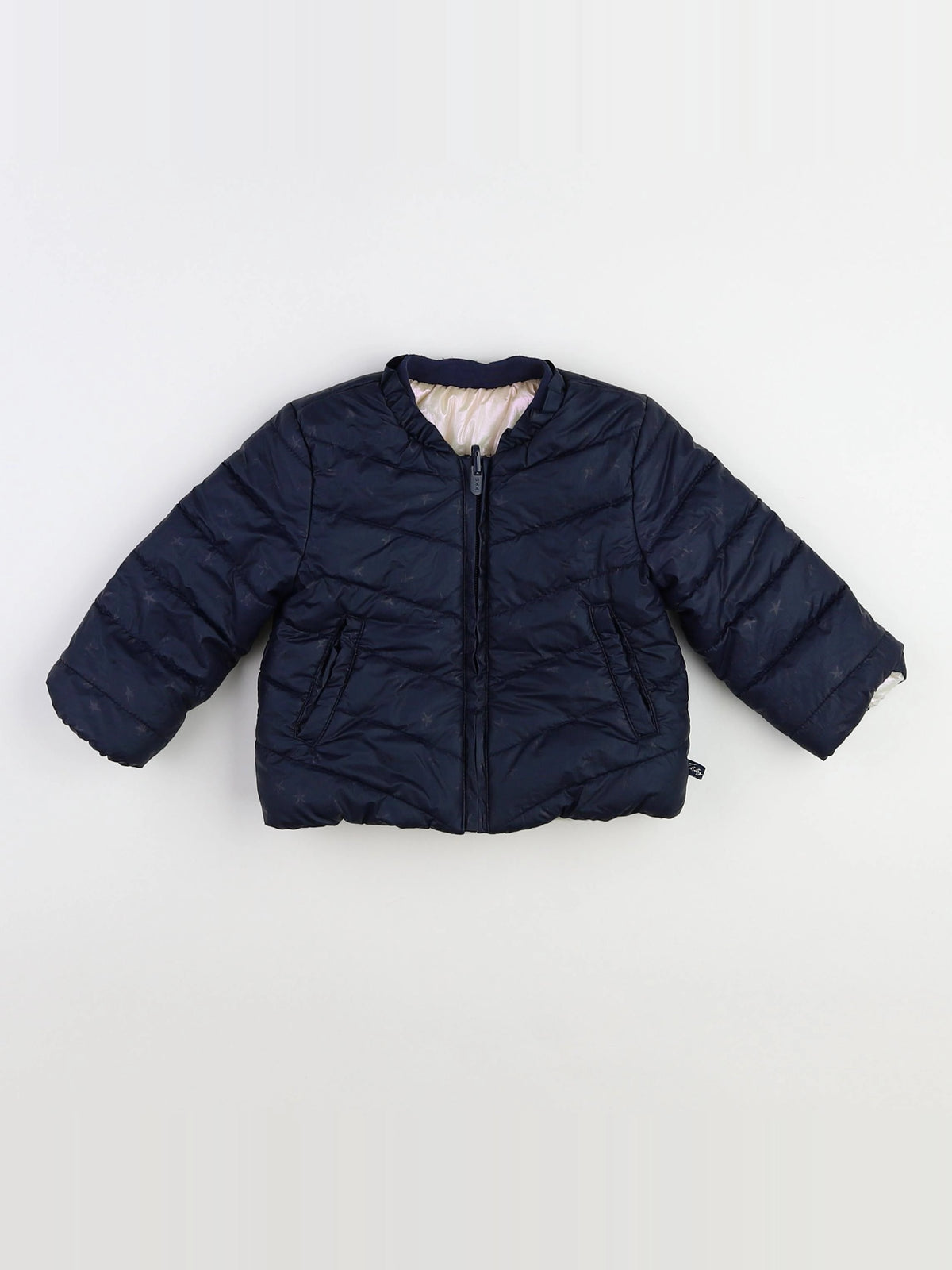 IKKS - doudoune réversible bleu, argent - 12 mois