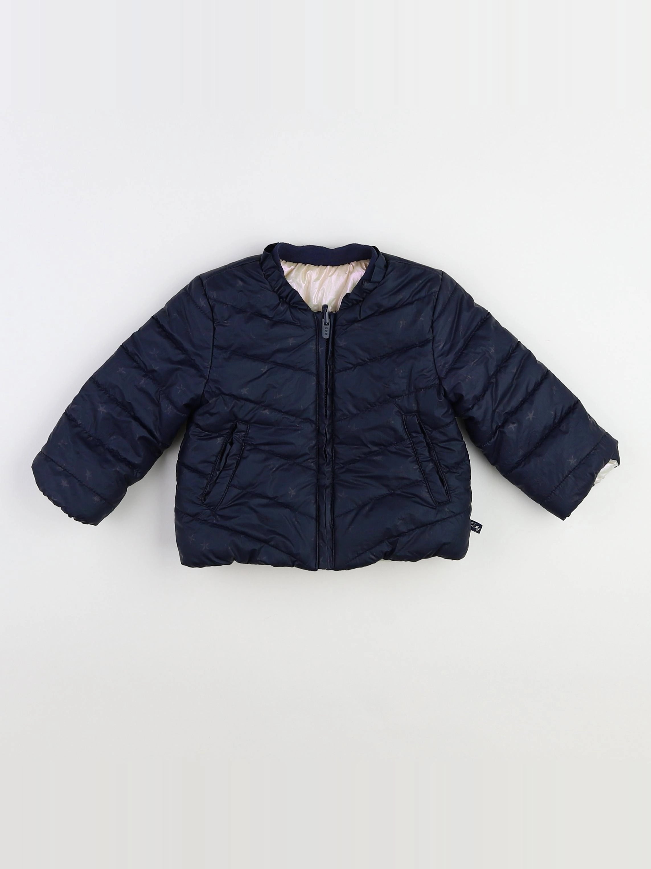 IKKS - doudoune réversible bleu, argent - 12 mois