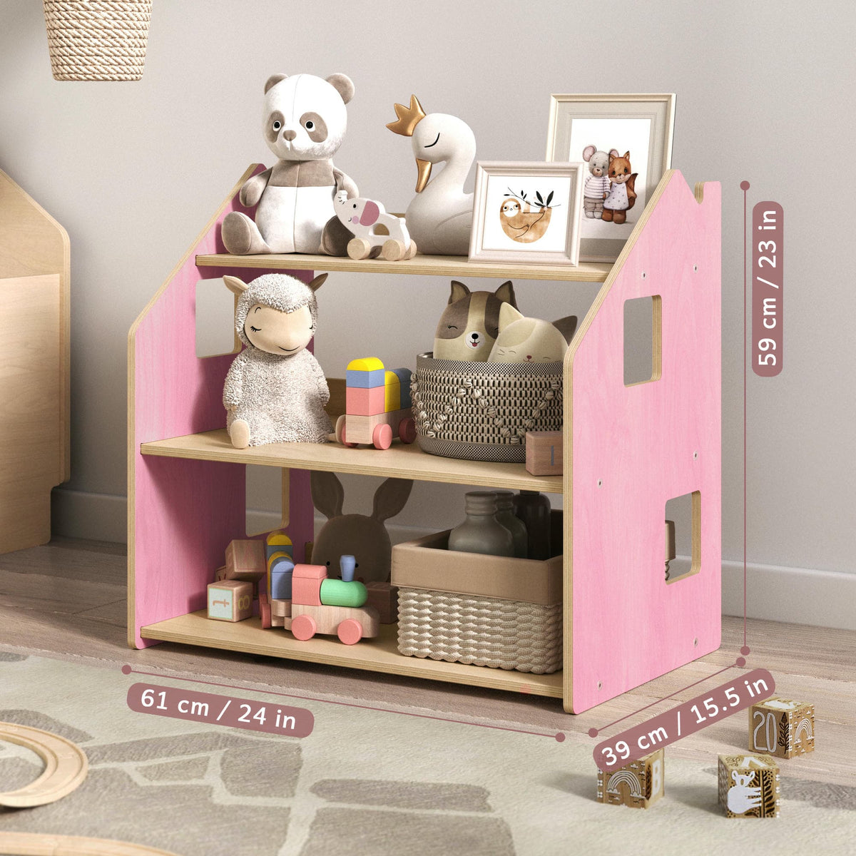 Étagère à jouets - Couleur bleu clair / rose