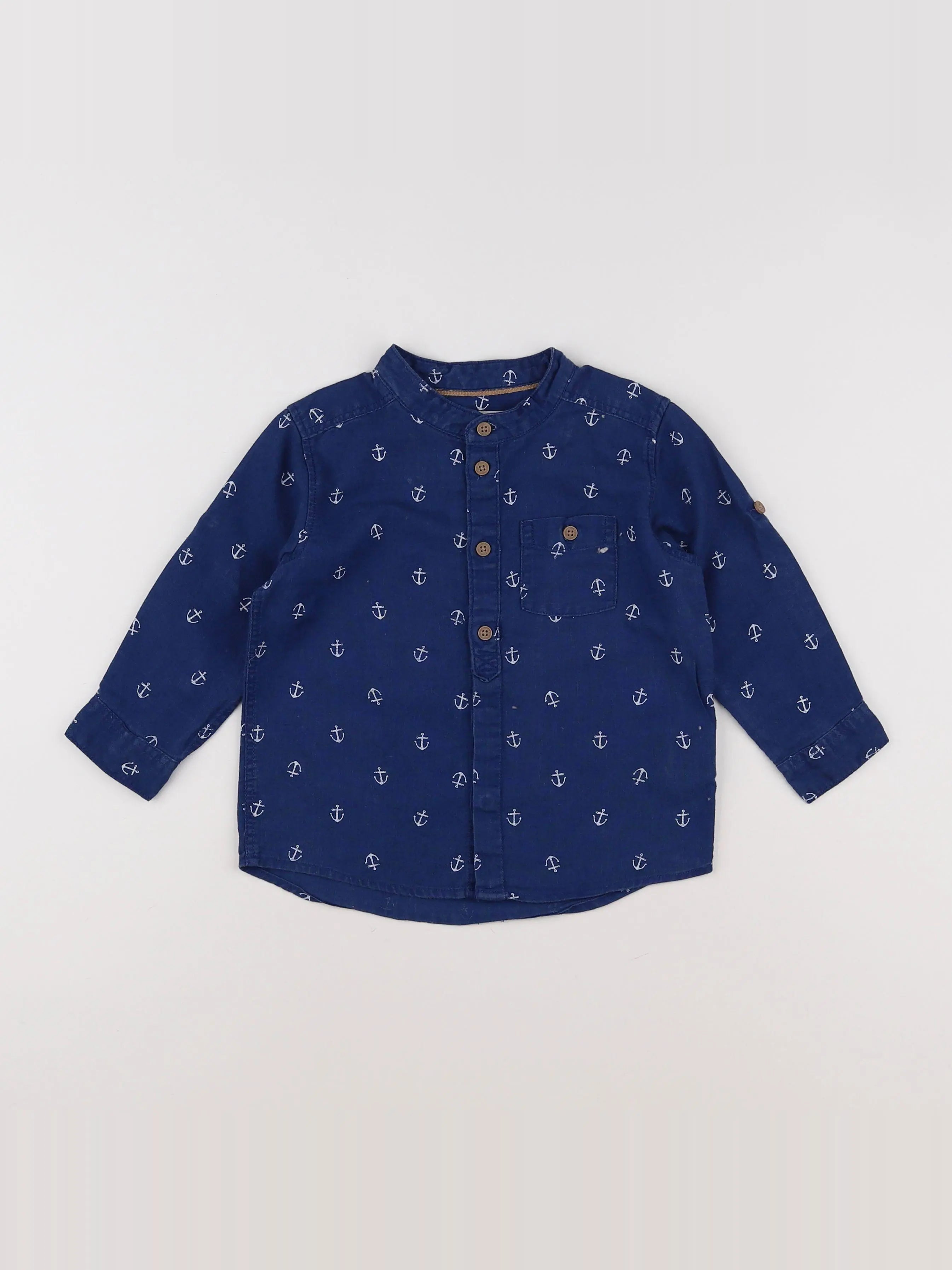 H&M - chemise bleu - 12/18 mois