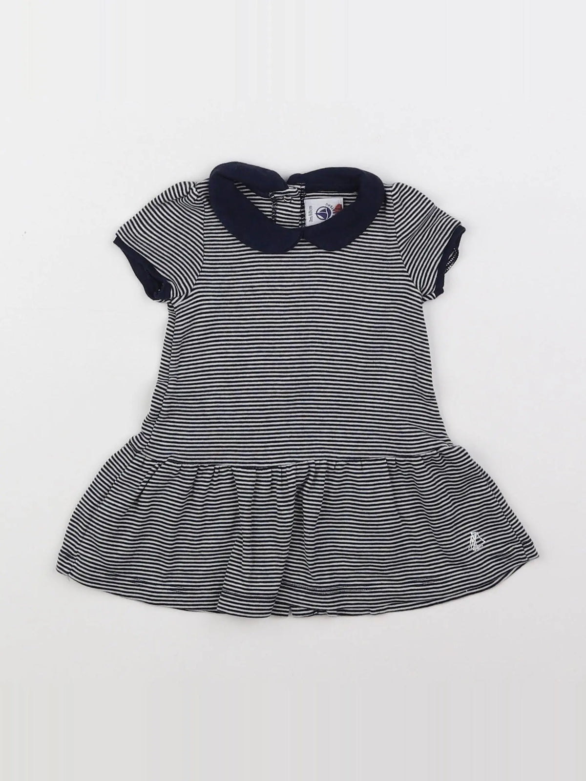 Petit Bateau - robe bleu, blanc - 3 mois